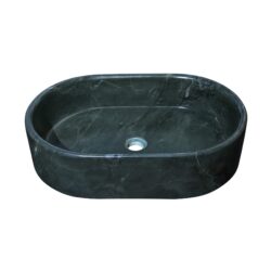 Vessel Sink, Semi Polished Surface, Genuine Real Marble, Oval Shape - Green