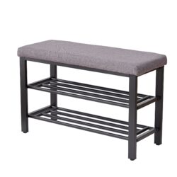 Shoe Bench With Cushion, Storage Seat For Entryway - Gray