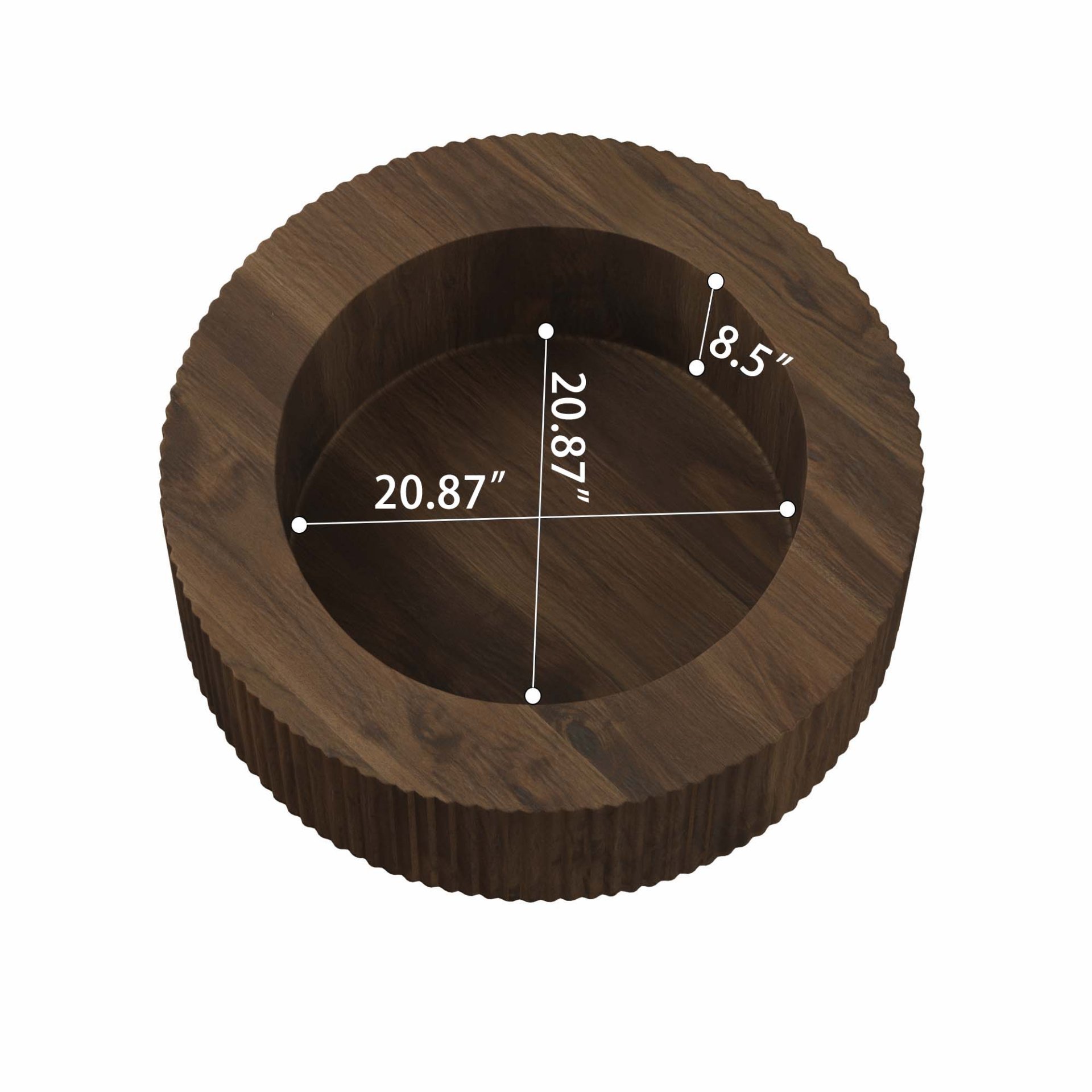 Circular Coffee Table With Stripe Design And Hidden Storage - Walnut - Image 17