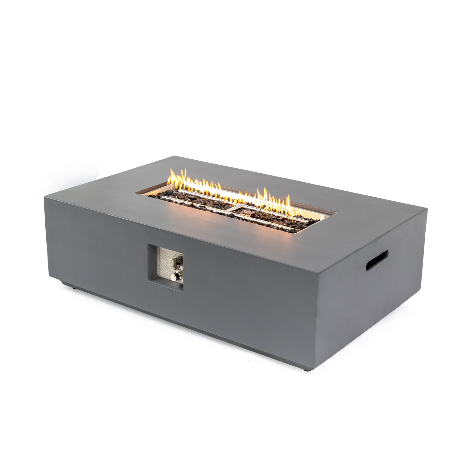 Volon - Rectangular Fire Pit Table, Propane Powered, 50,000 BTU - Light Gray - Image 4