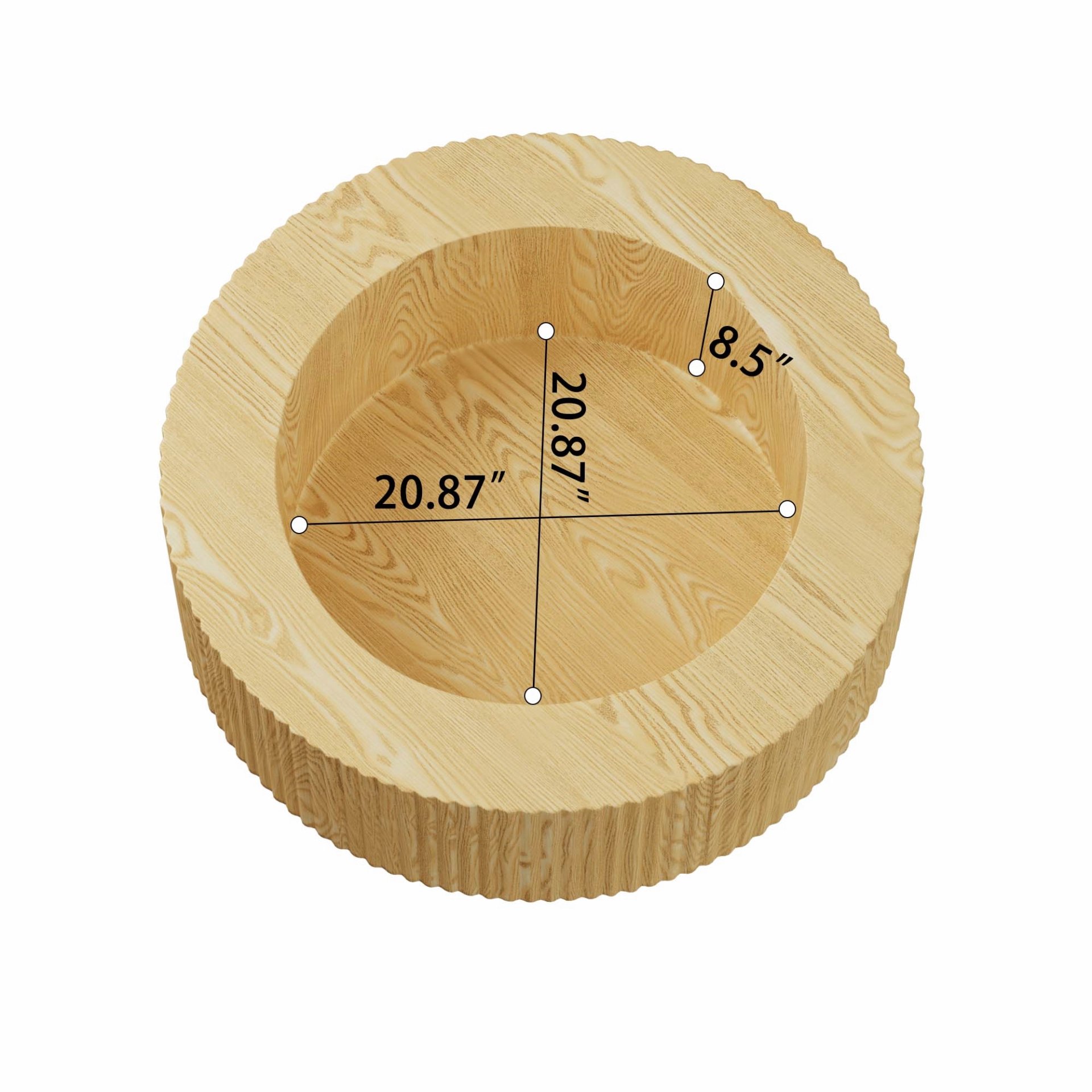 Circular Coffee Table With Stripe Design And Storage Space - Natural Wood - Image 17