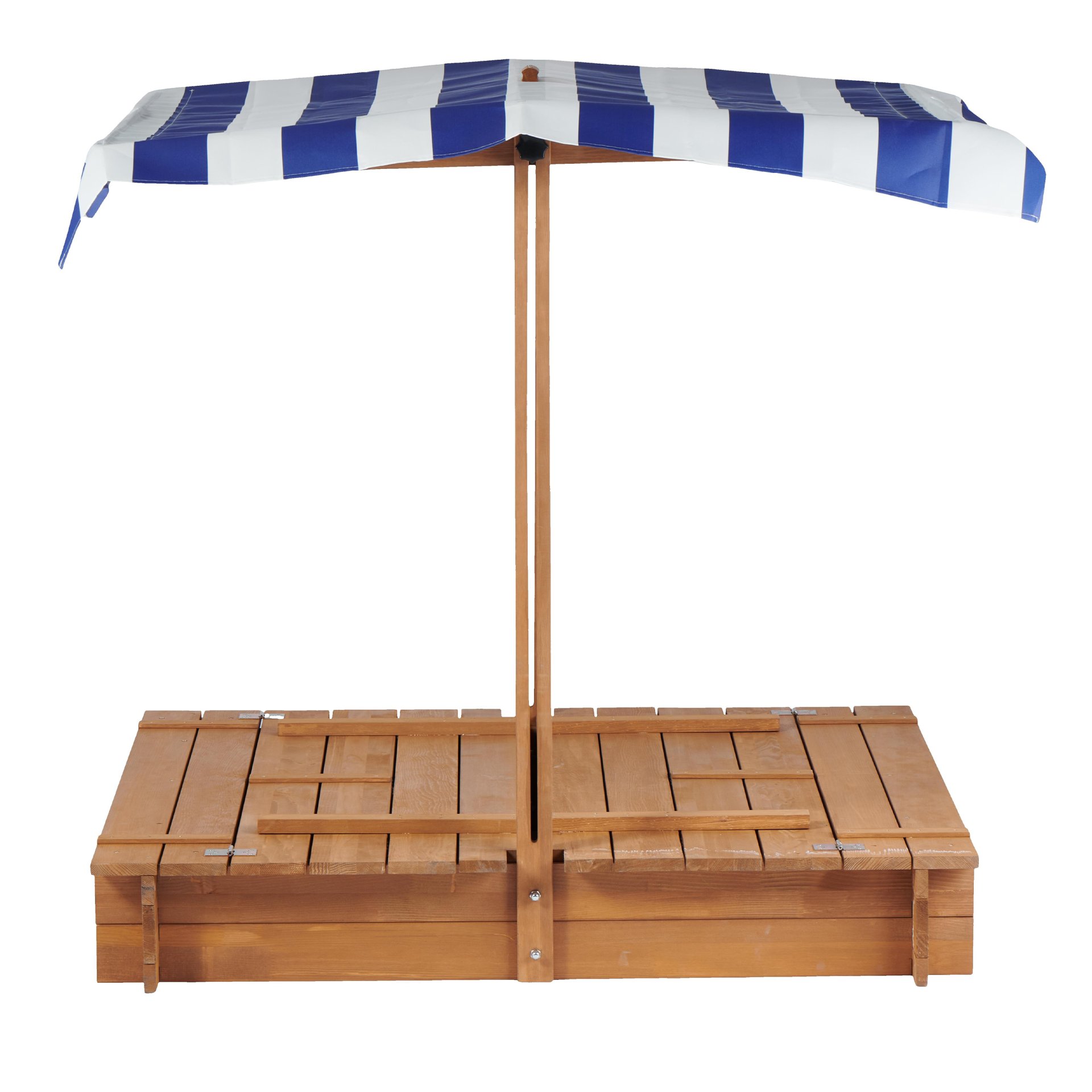 Kids Sandbox With Adjustable Cover, Sand Box With 2 Foldable Bench Seats, Outdoor Sandpit For Backyard Play - Light Brown - Image 14