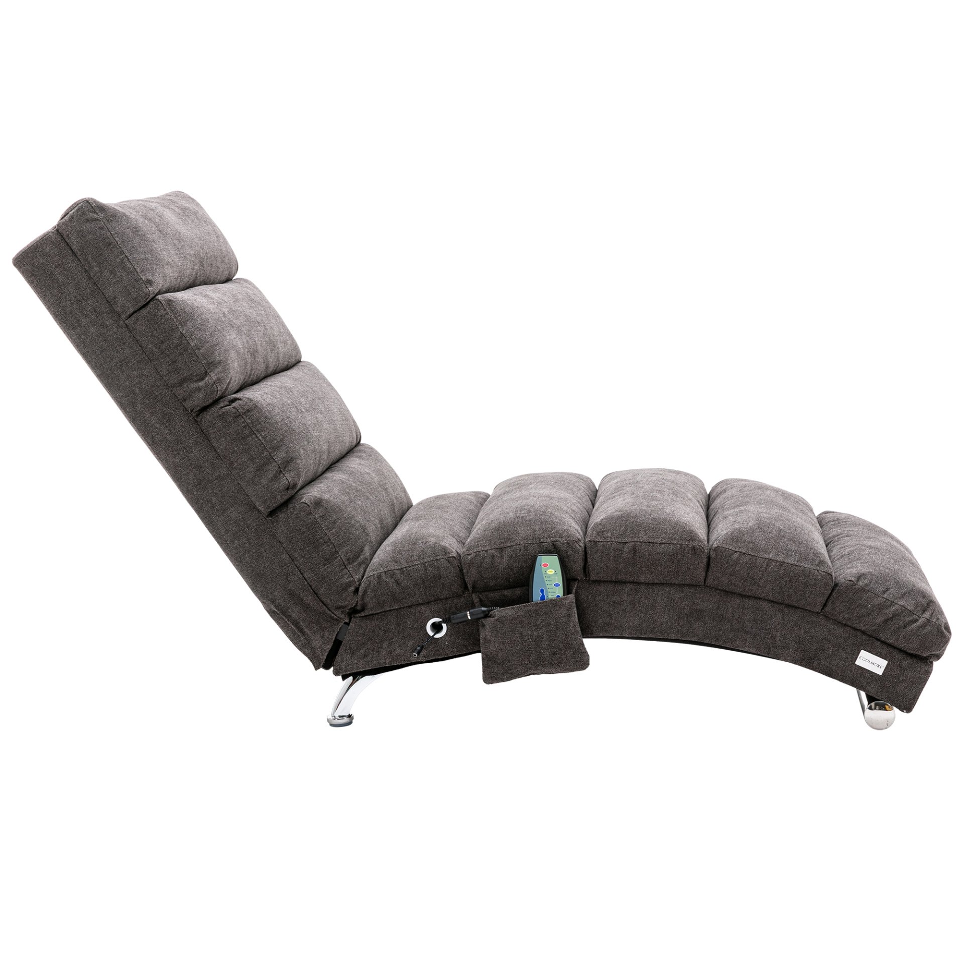 Ergonomic Linen Massage Chaise Lounge With Remote Control, Electric Massage Lounger With 5 Modes - Dark Gray - Image 19