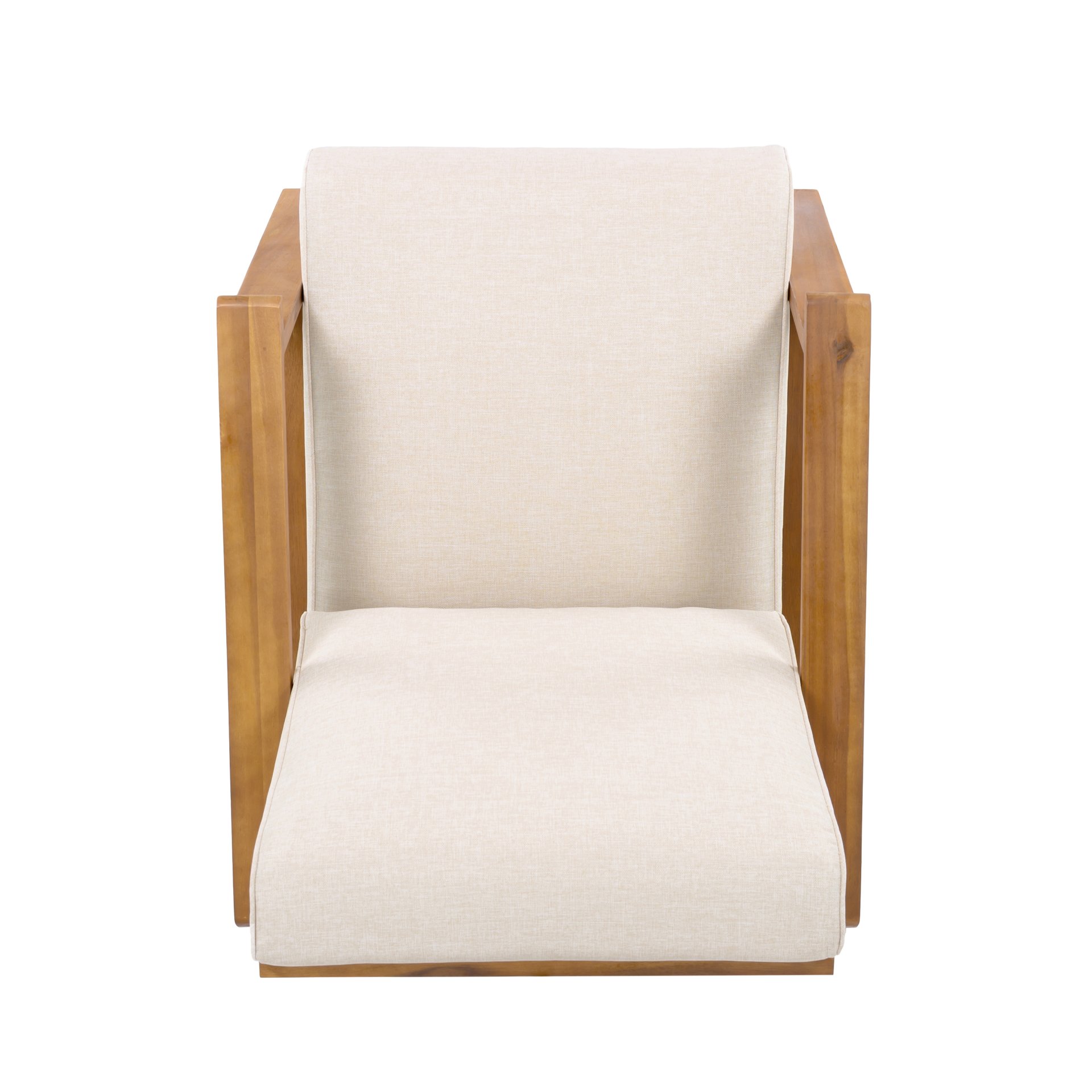Outdoor Patio Lounge Chair - Teak / Beige - Image 10