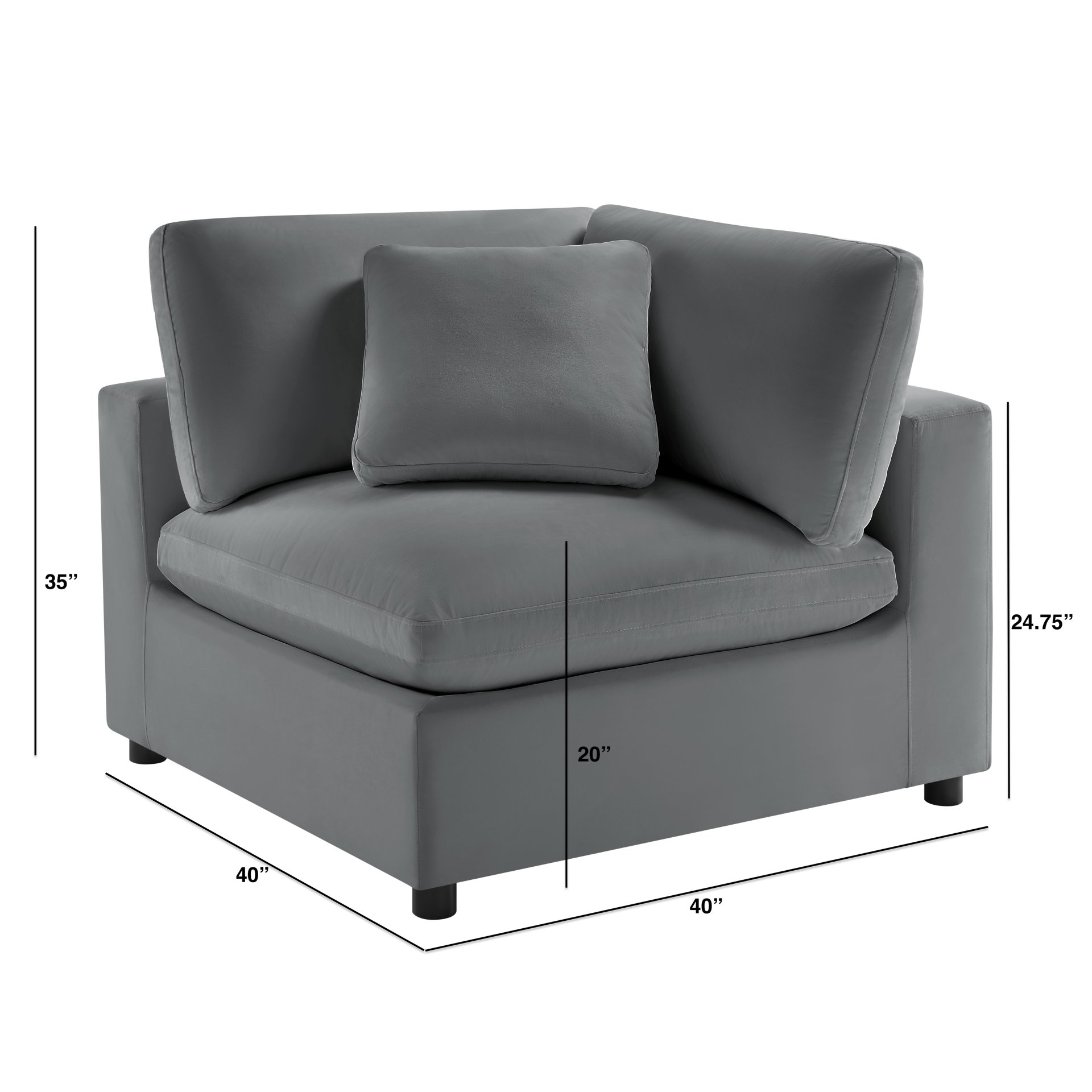 Caylie - Corner Wedge Chair - Charcoal - Image 3