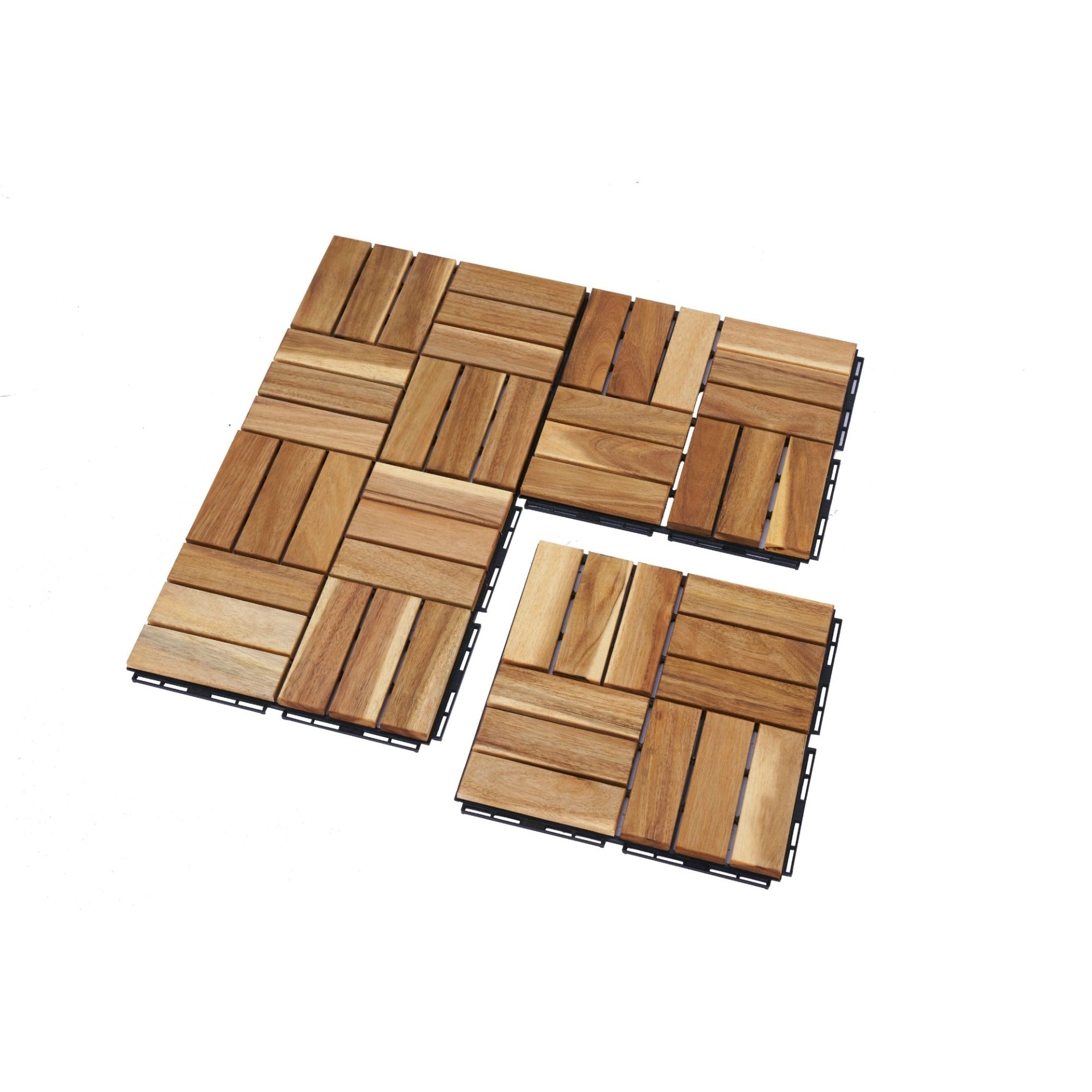 Interlocking Deck Tiles Checker Pattern 12" X 12" Acacia Hardwood Outdoor Flooring - Yellow - Image 16