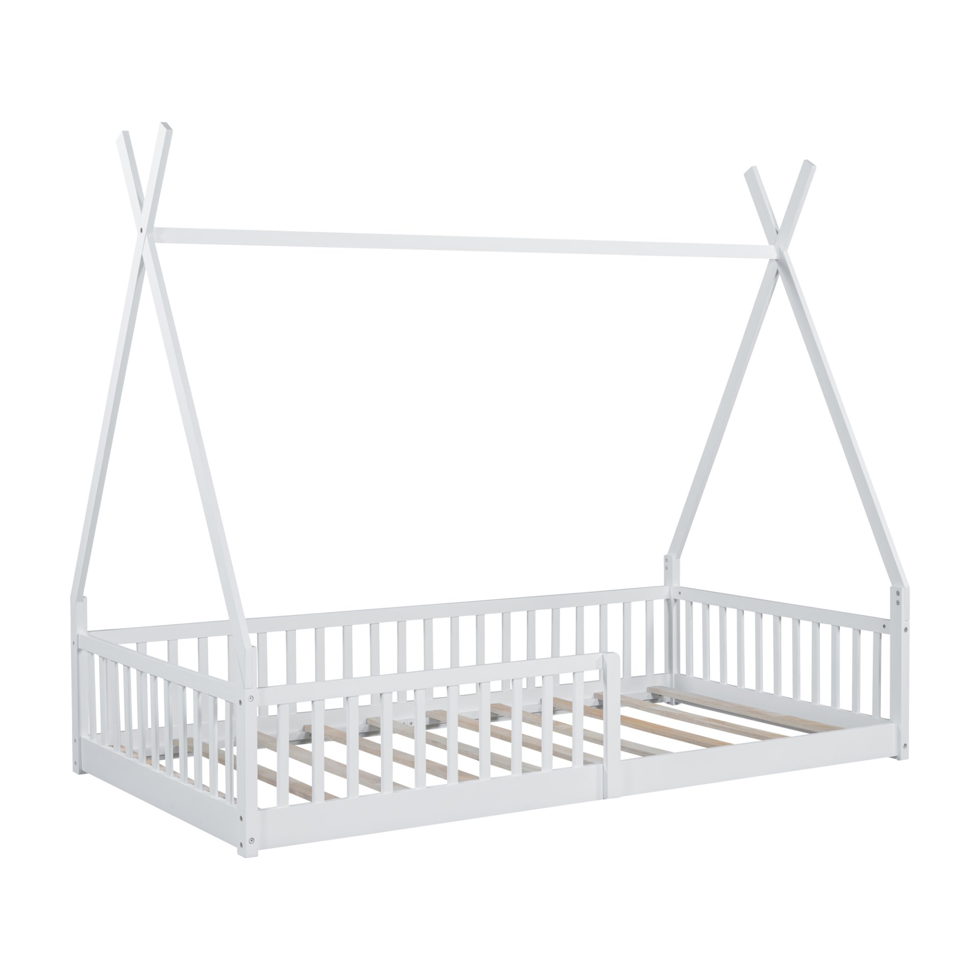 Twin Size House Bed & Fence - White - Image 10