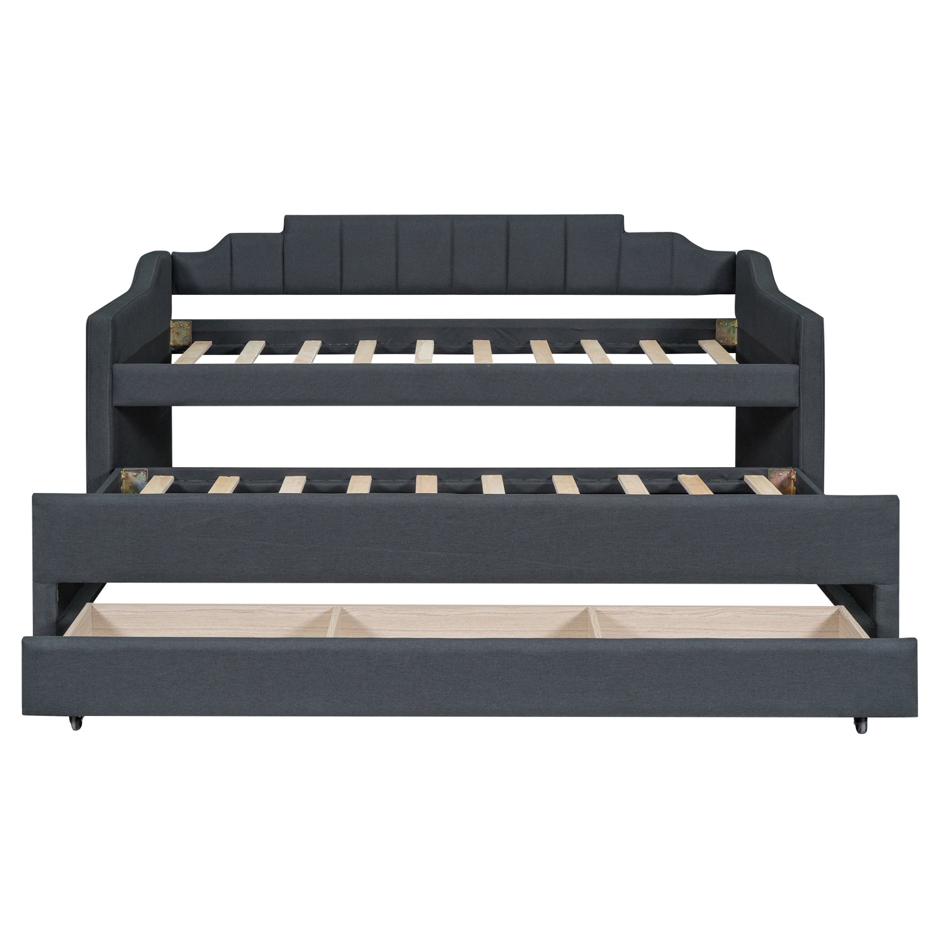 Twin Size Upholstered Daybed With Trundle And 3 Drawers - Gray - Image 11