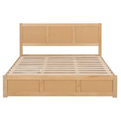 Queen Size Platform Bed With Underneath Storage And 2 Drawers - Natural