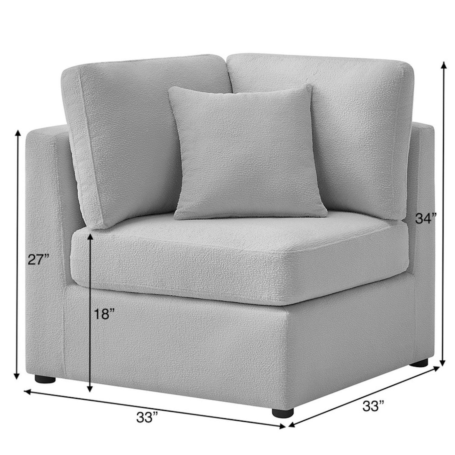 Chauncy - Corner Wedge Chair - Gray - Image 3