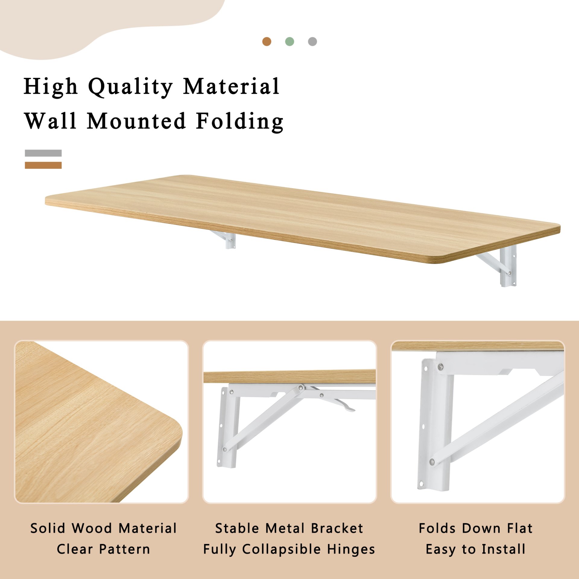 Laundry Room Folding Table Wall Mounted, Folding Table For Small Spaces, Fold Down Desk, Workbench, Addition To Garage & Shed - Burly Wood - Image 11