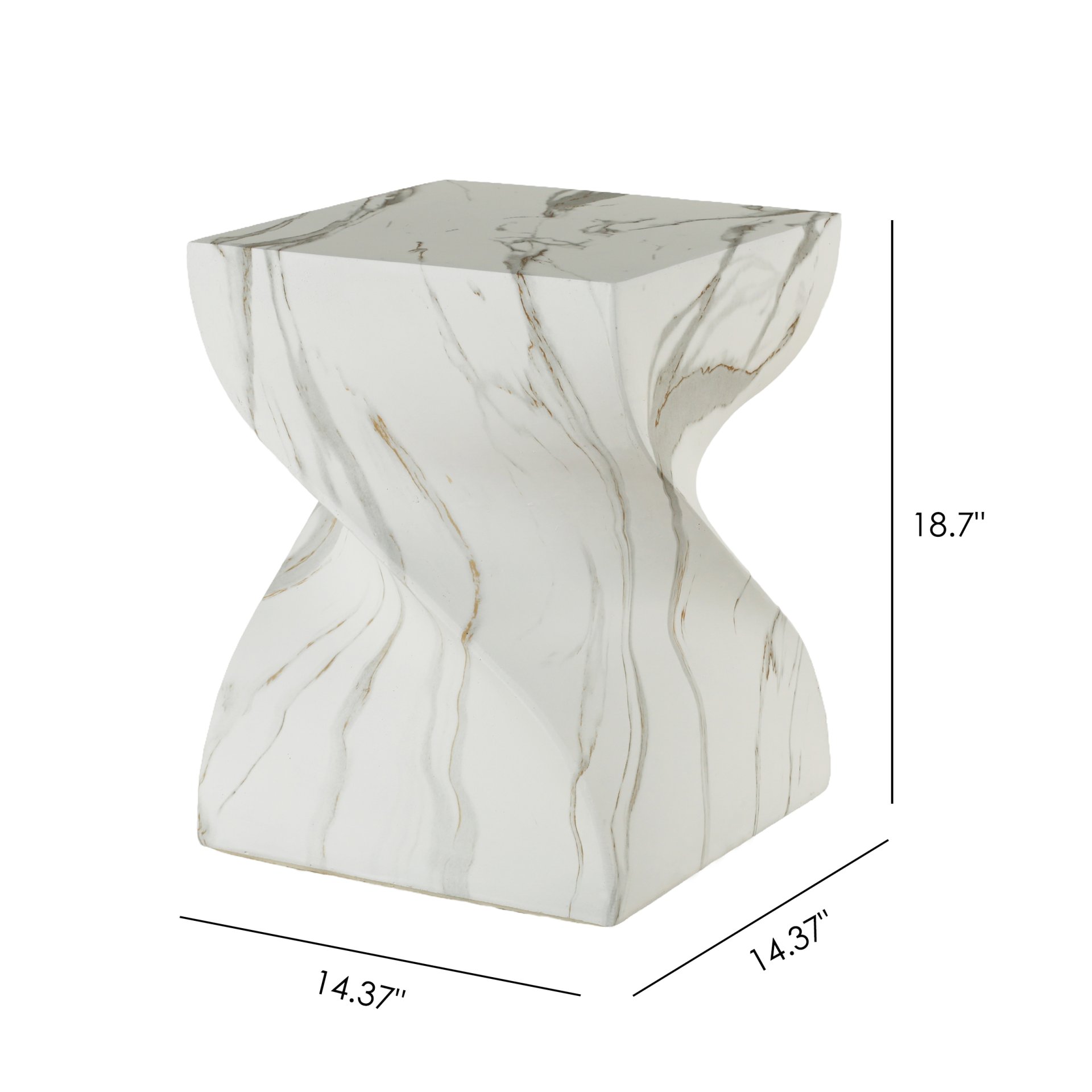 Outdoor End Table, Round Side Table For Patio And Garden - Marble - Image 3