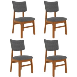 Dining Chairs (Set of 4), Wooden Dining Chair Armless, Mid Century Modern Upholstered Seat Cushion Dining Room Chair For Home Kitchen Dining Room Restaurant - Brown / Gray