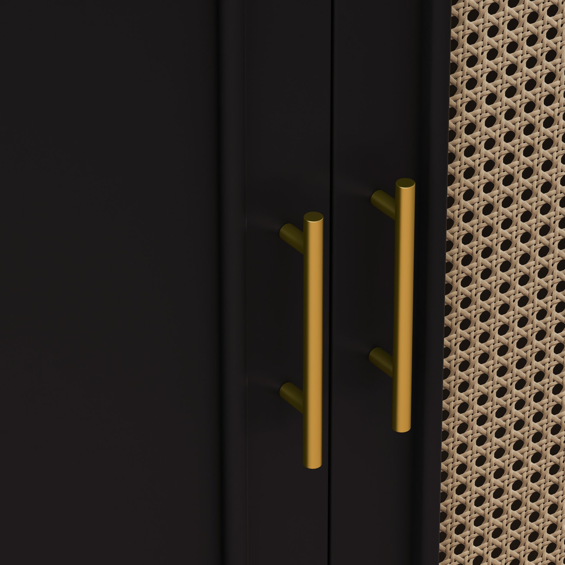 Vintage 4 Door Cabinet For Living Room - Black - Image 10