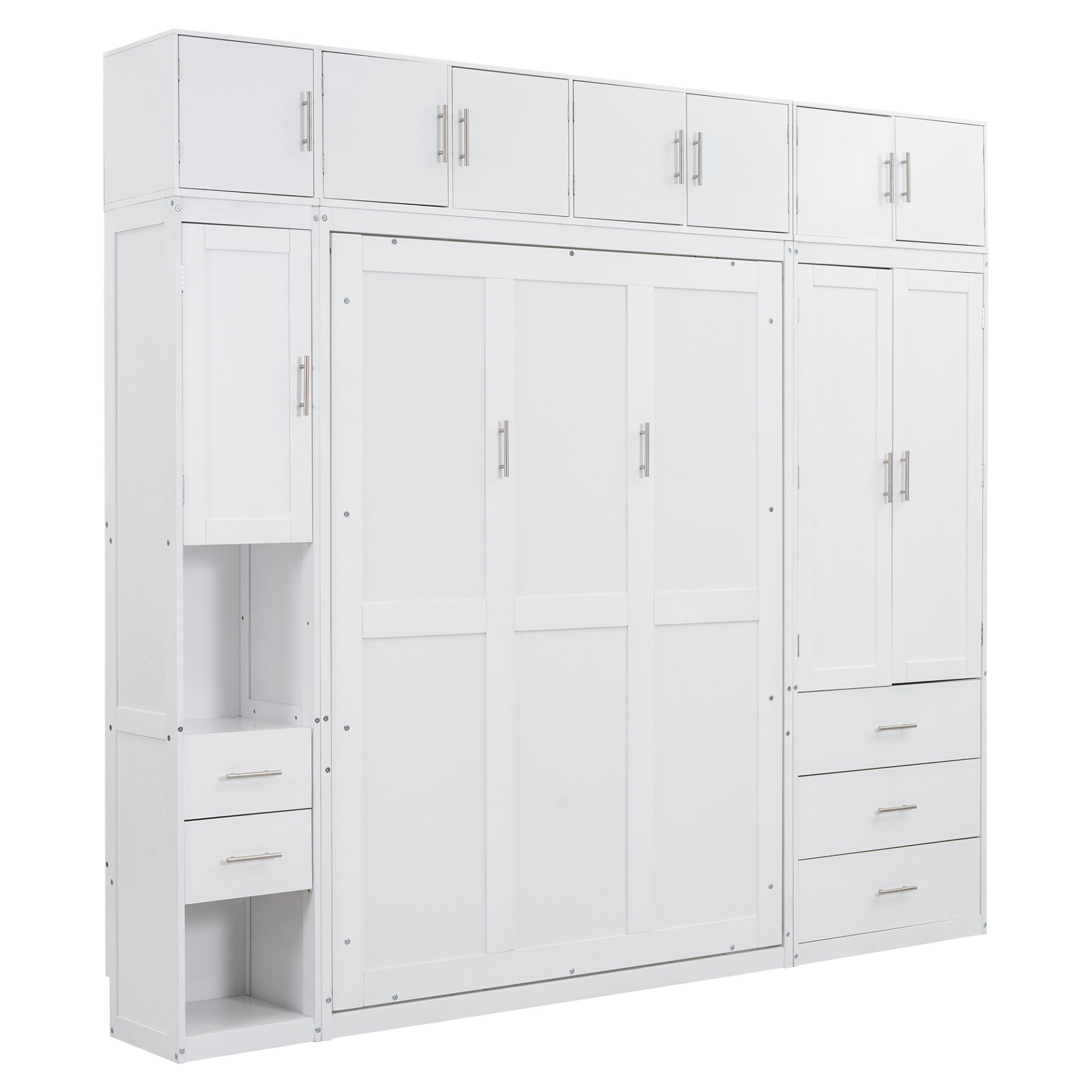 Full Size Murphy Bed With Lockers And Wardrobes - White - Image 14