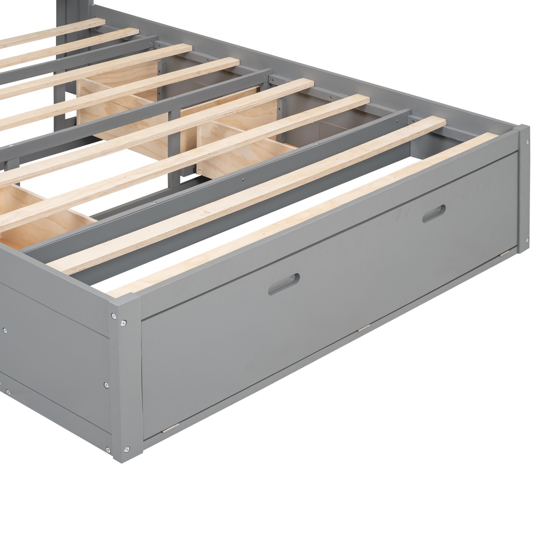 Queen Size Platform Bed With Storage Headboard, Shoe Rack And 4 Drawers - Gray - Image 12