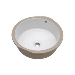 Ceramic Round Undermount Bathroom Sink With Overflow, European Style - White