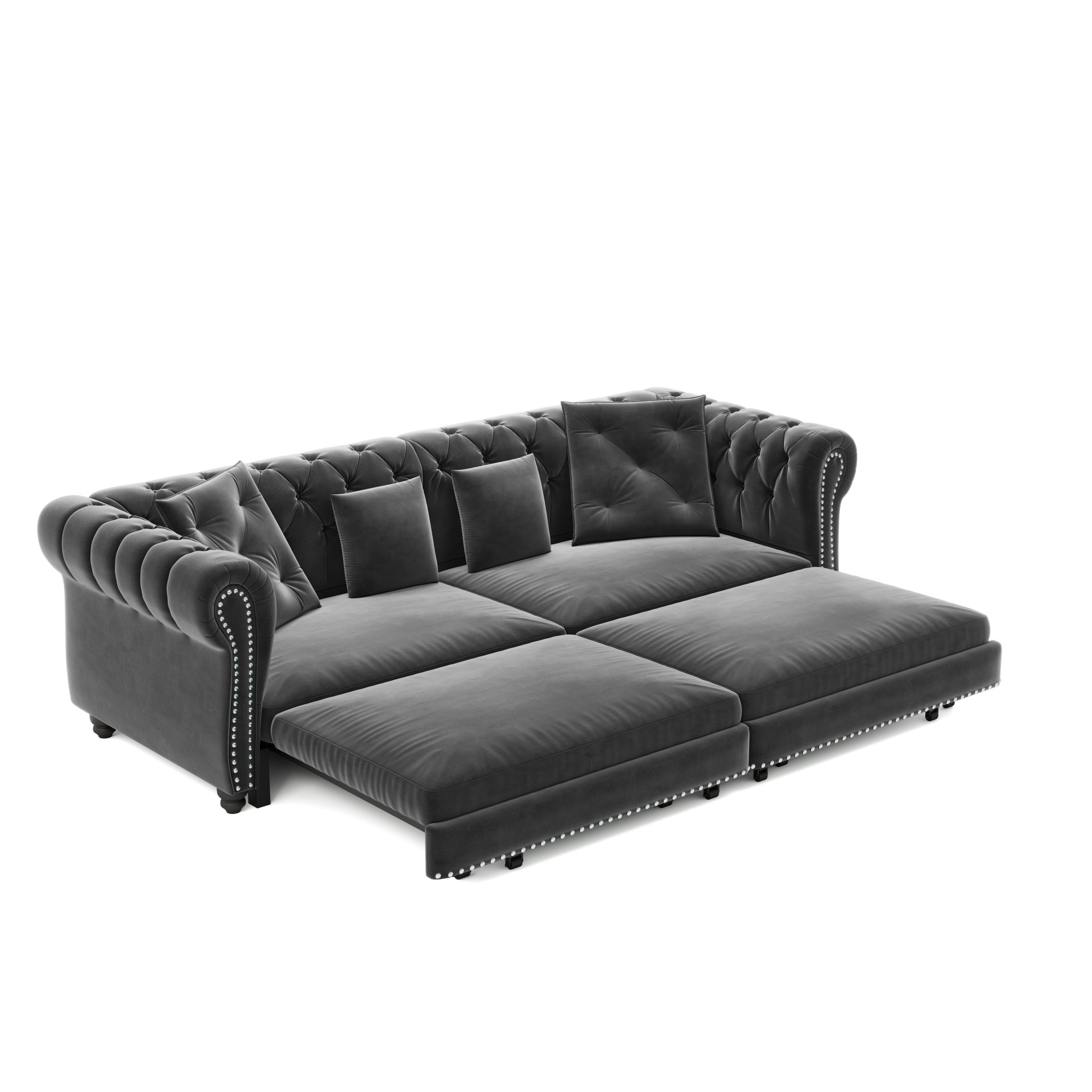 3 In 1 Pull Out Sofa Bed, Convertible Sleeper Sofa Bed, 3 Seater Sofa With Movable Ottoman - Gray - Image 19