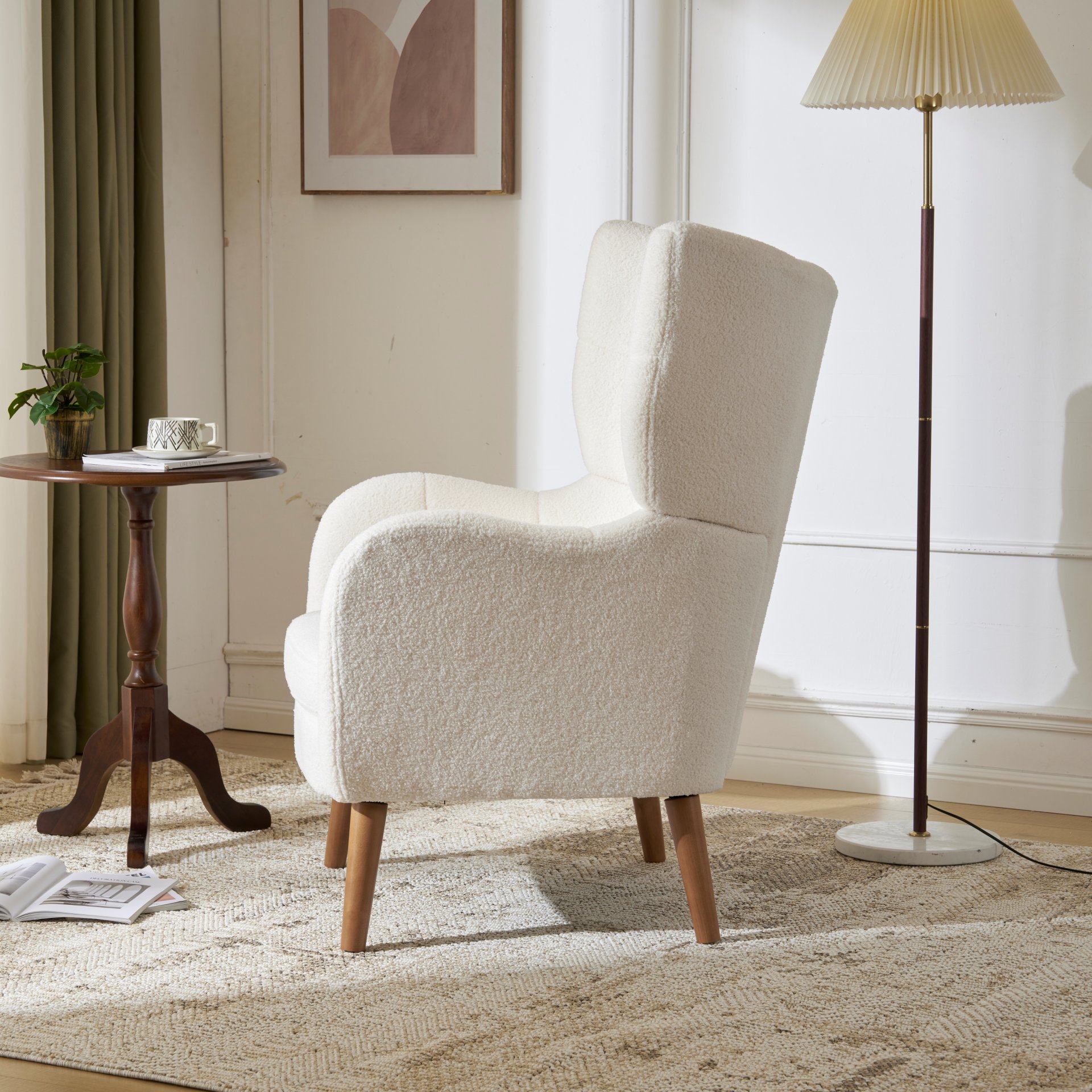 Accent Chair With Birch Wood Legs - White - Image 13