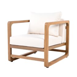 Outdoor Lounge Chair With Oversized Cushion Set For Patio - Acacia Wood
