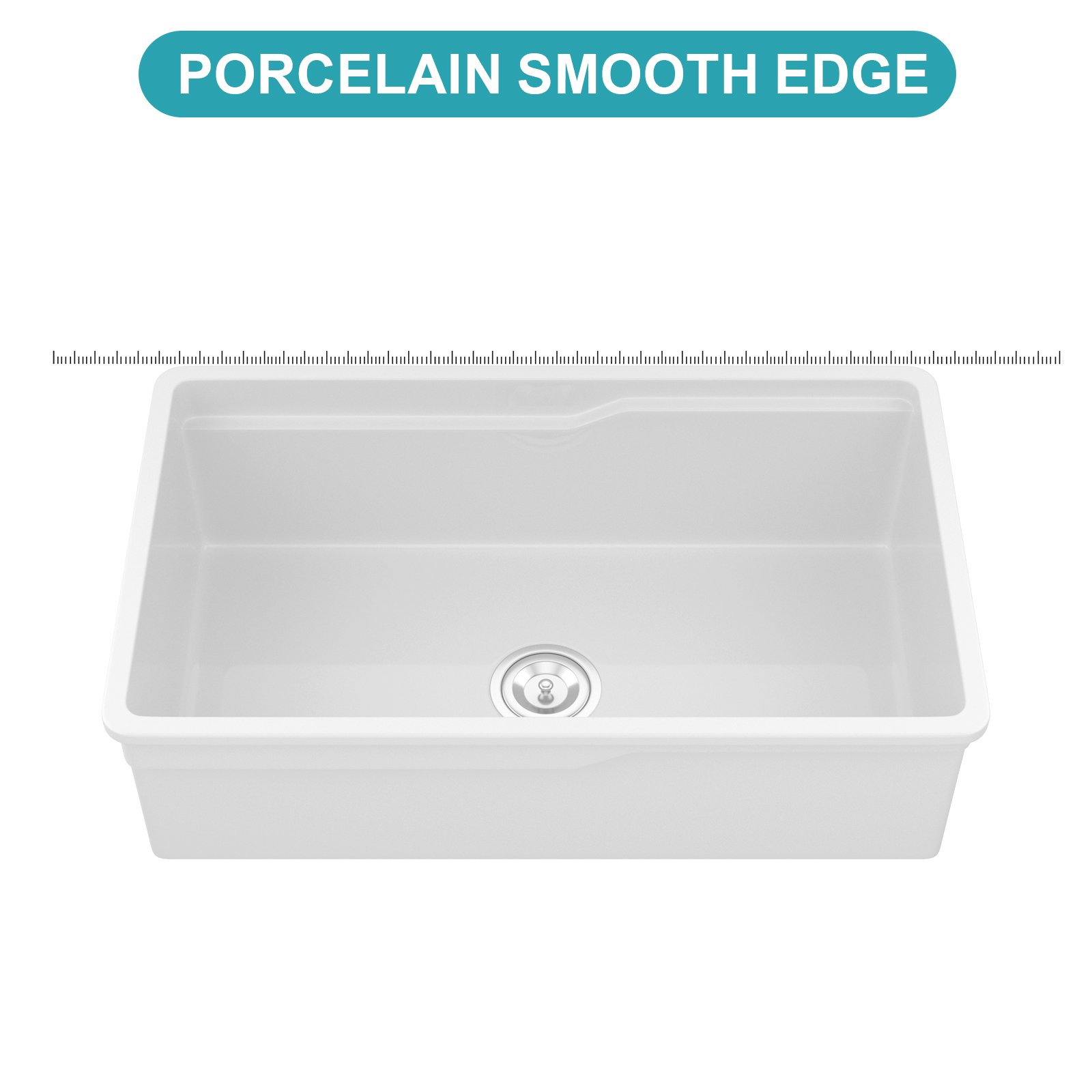 32" Undermount Workstation Single Bowl Kitchen Sink Rectangular Deep Bas With Dual Mount Installation - White - Image 12