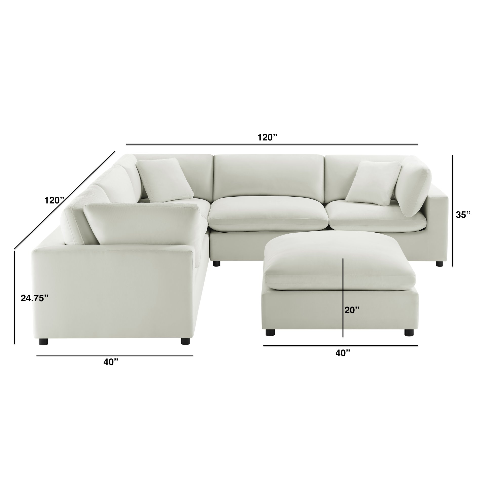 Caylie - Modular 6 Piece Sectional - Ivory - Image 3