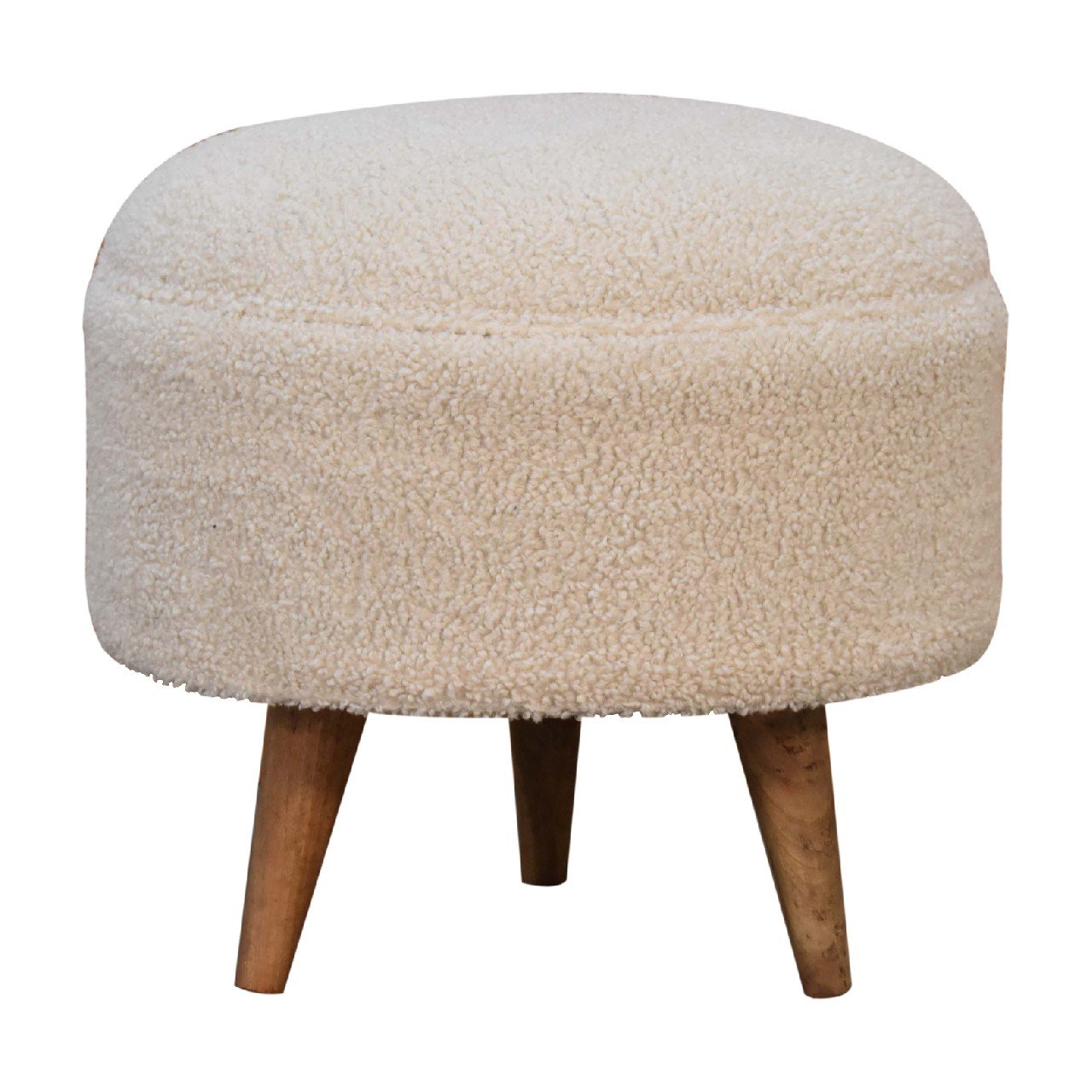 Boucle Rounded Footstool - Oak - Image 8