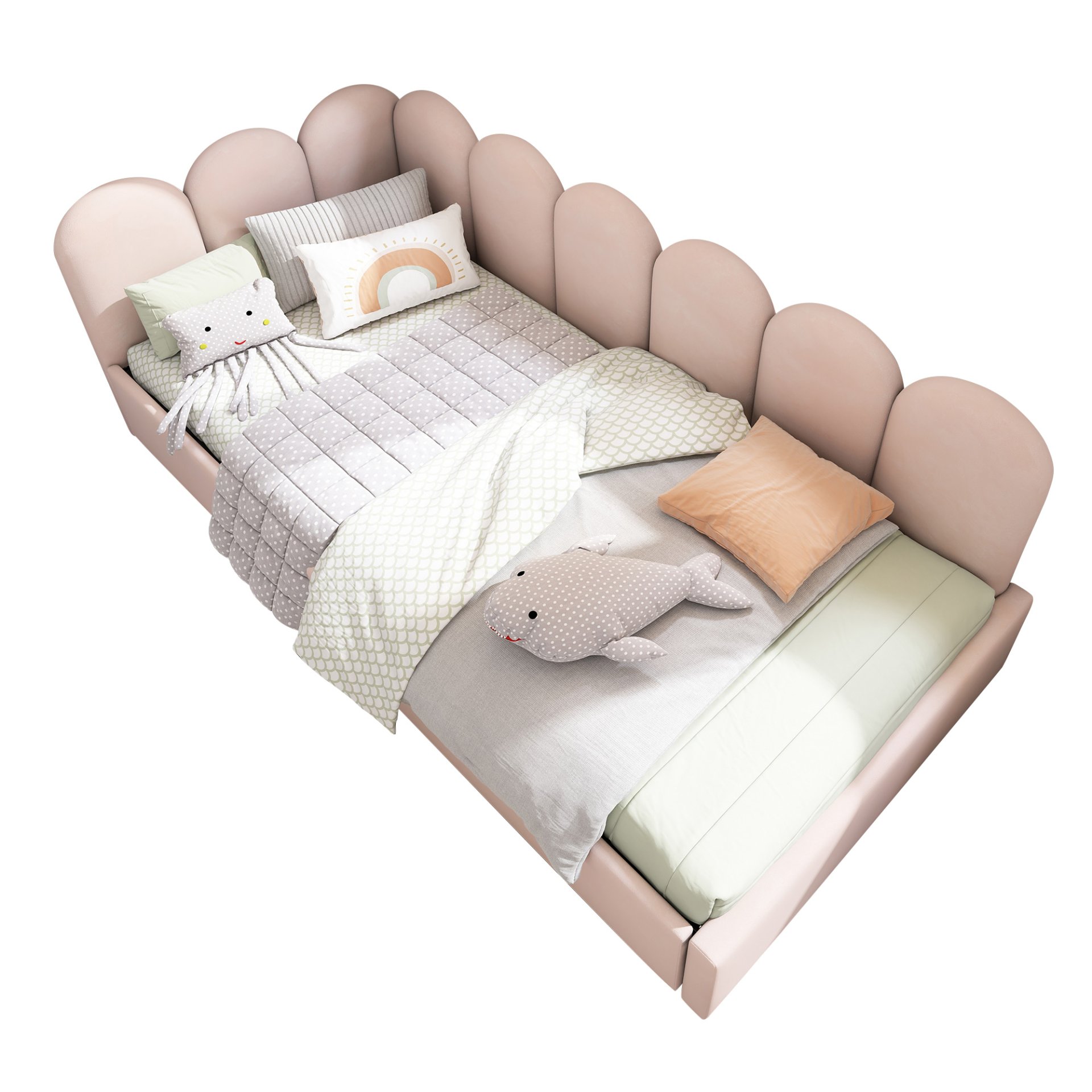 Twin Size Sofa Bed Frame With Slatted Base Daybed With Hydraulic Storage - Pink - Image 9