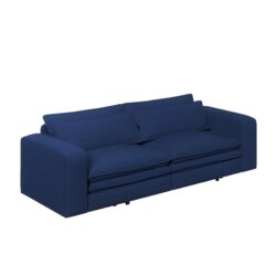 King Size Sleeper Sofa Bed, Pull Out Sofa Bed, 3 In 1 Convertible Sleeper Sofa, 3 Seat Couch With 2 Lumbar Pillows For Living Room - Blue