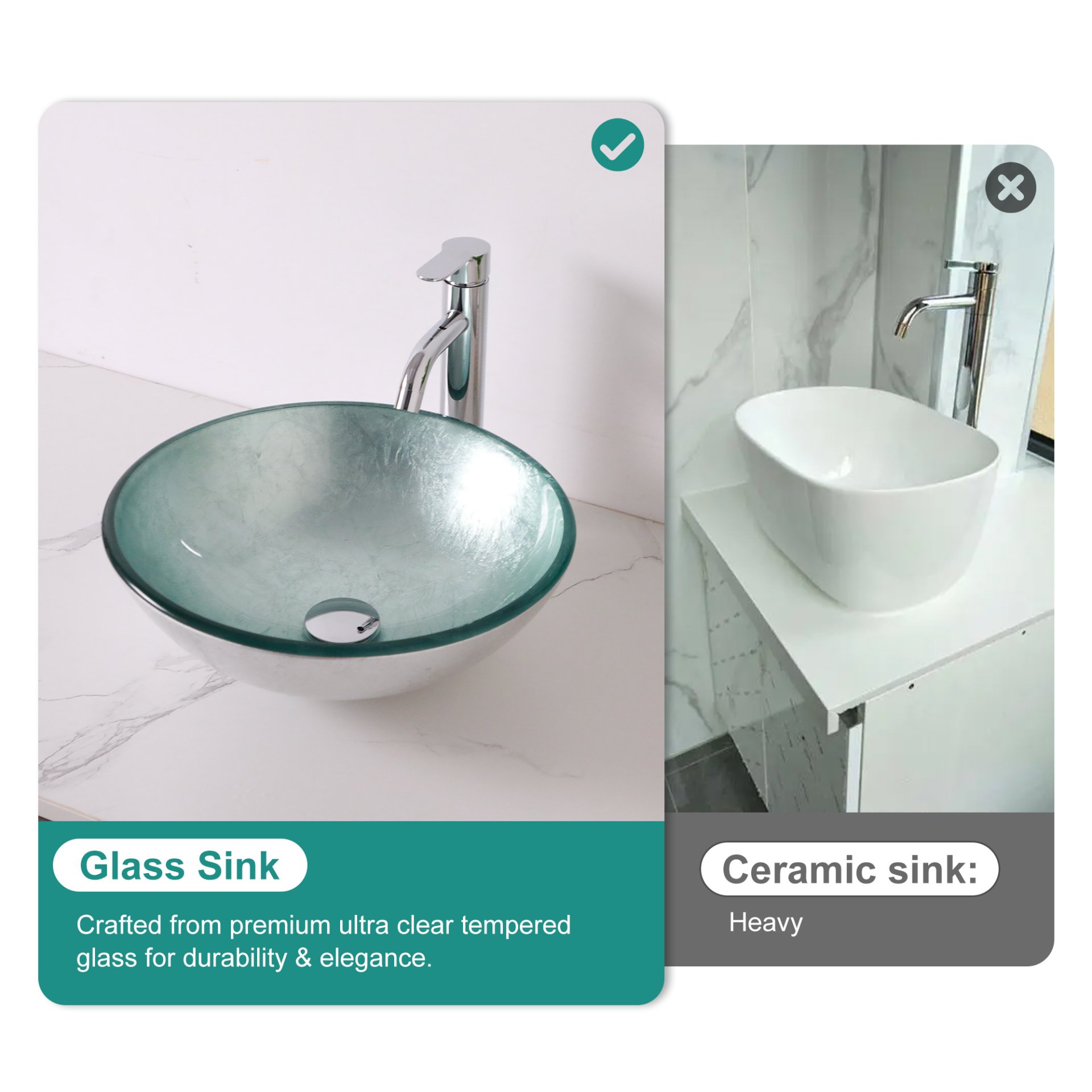 Artistic Vessel Bathroom Sink With Pop Up Drain - Silver - Image 2