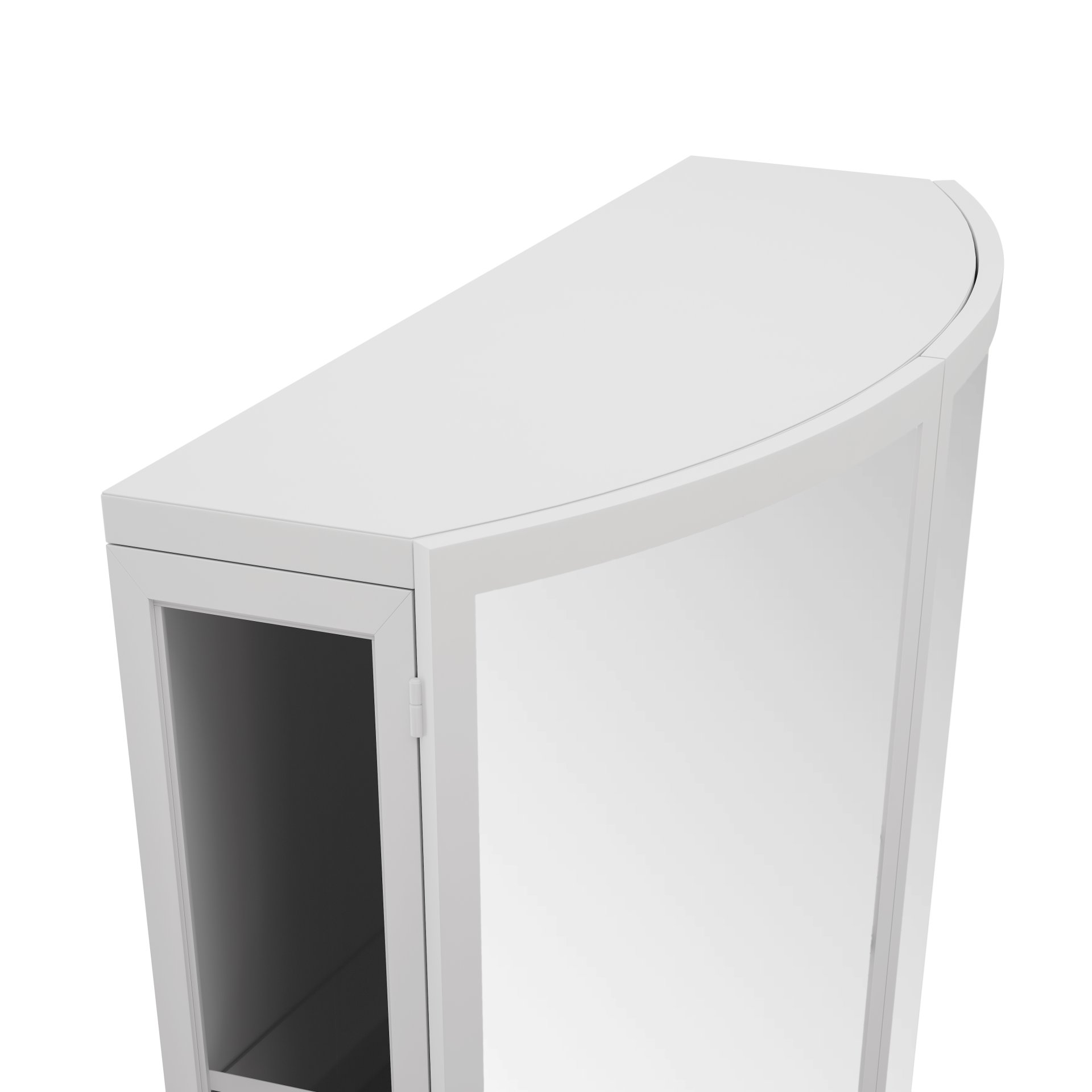 Arched Glass Double Door Wardrobe With Shatterproof Mirror, Open Shelf & Towel Rack - White - Image 6