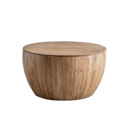 Barrel Coffee Table With Storage For Living Room - Natural
