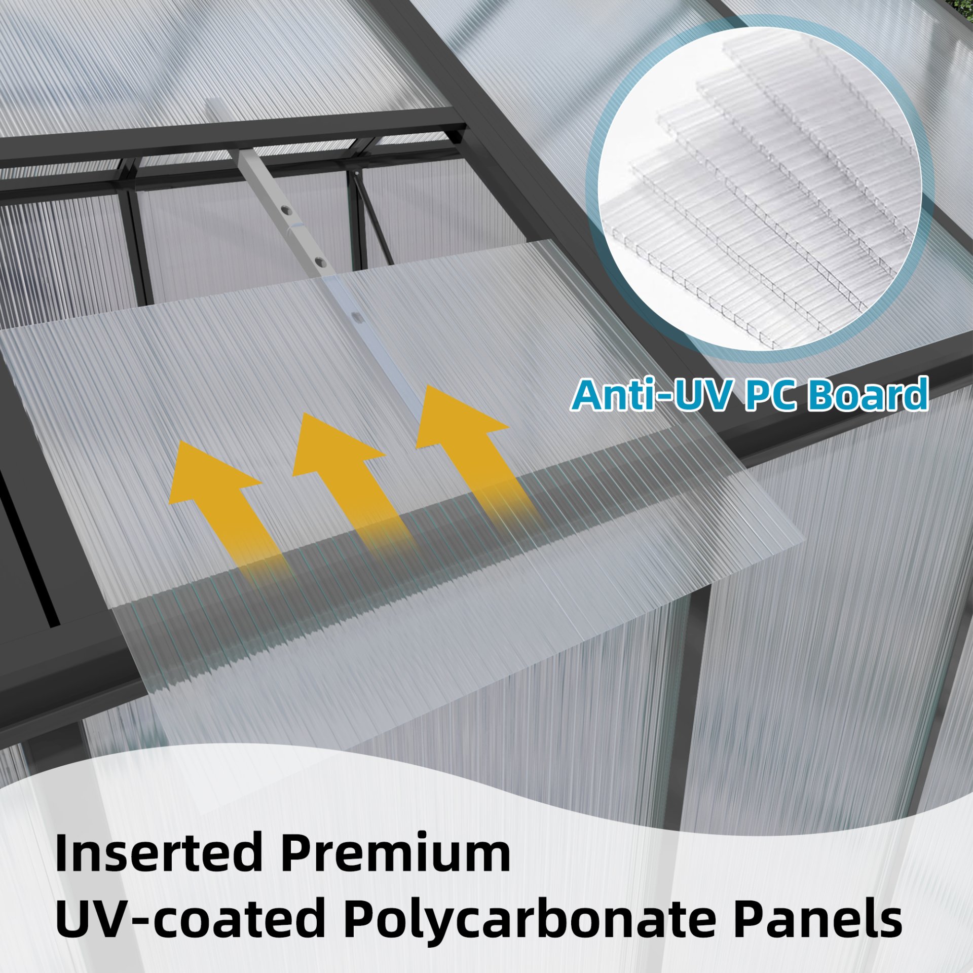 Greenhouse 8 X 12 Ft Polycarbonate Greenhouse With Raised Base And Anchor Frame In For Outdoor Backyard All Season Use - Black - Image 4