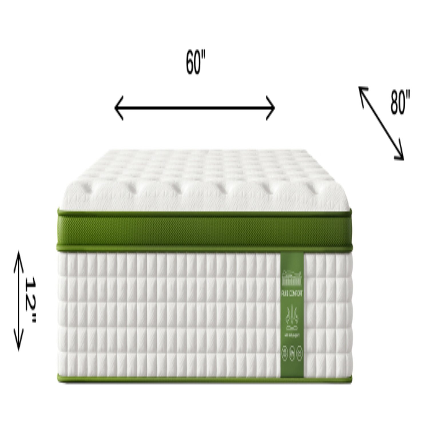 12" Queen Hybrid Mattress With Gel Memory Foam & Pocket Springs - Green - Image 9
