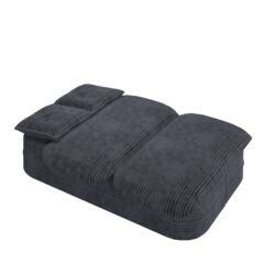 2 In 1 Foldable Sofa Plush Corduroy Sofa Convertible Floor Sofa Bed Deep Seating With Multi Functional Blanket Suitable For Living Rooms - Dark Gray