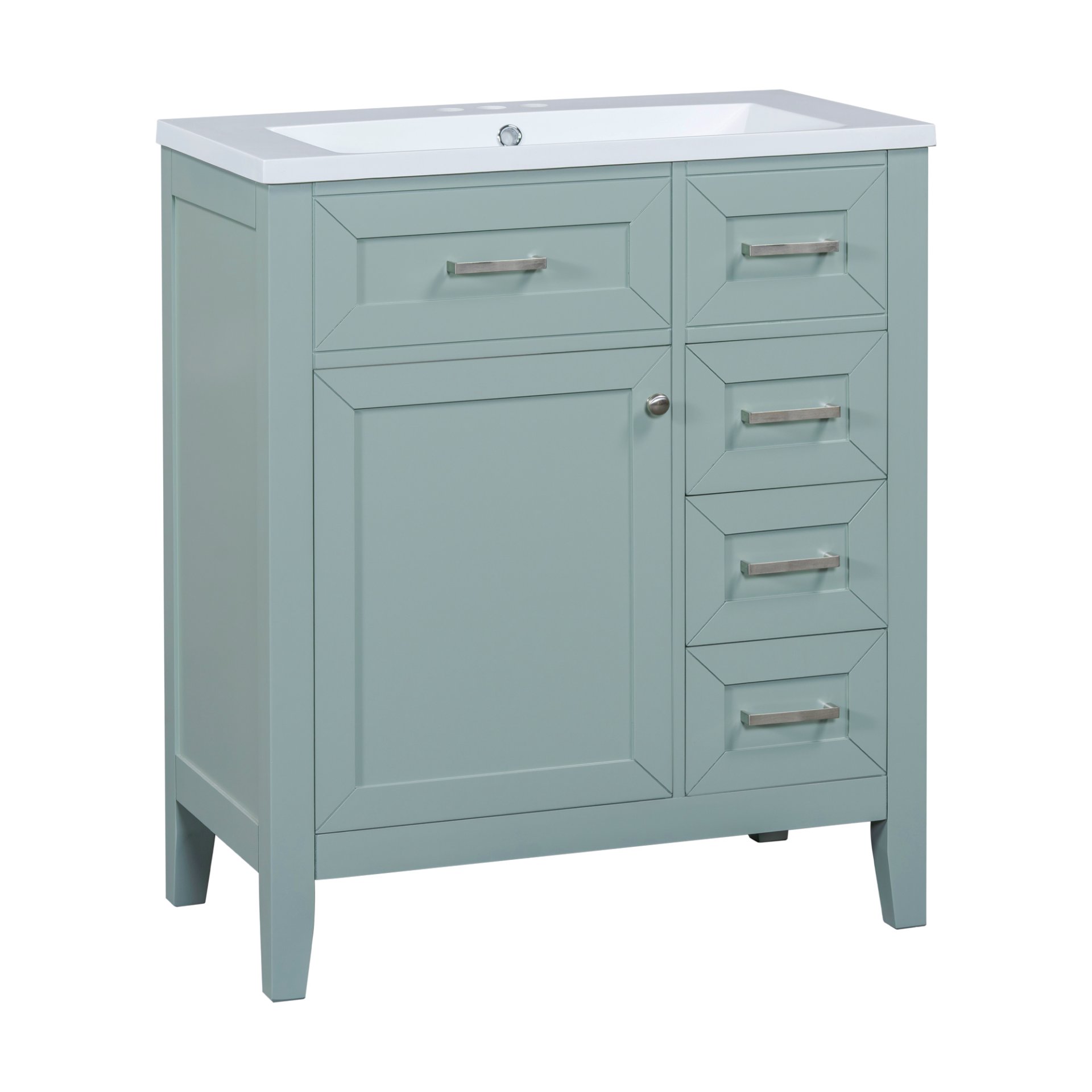 30" Bathroom Vanity With Sink Combo, Bathroom Cabinet With Drawers - Green - Image 9