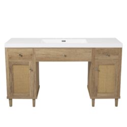 Single Bathroom Vanity With Smc Sink, Spacious Storage Cabinet - Wood