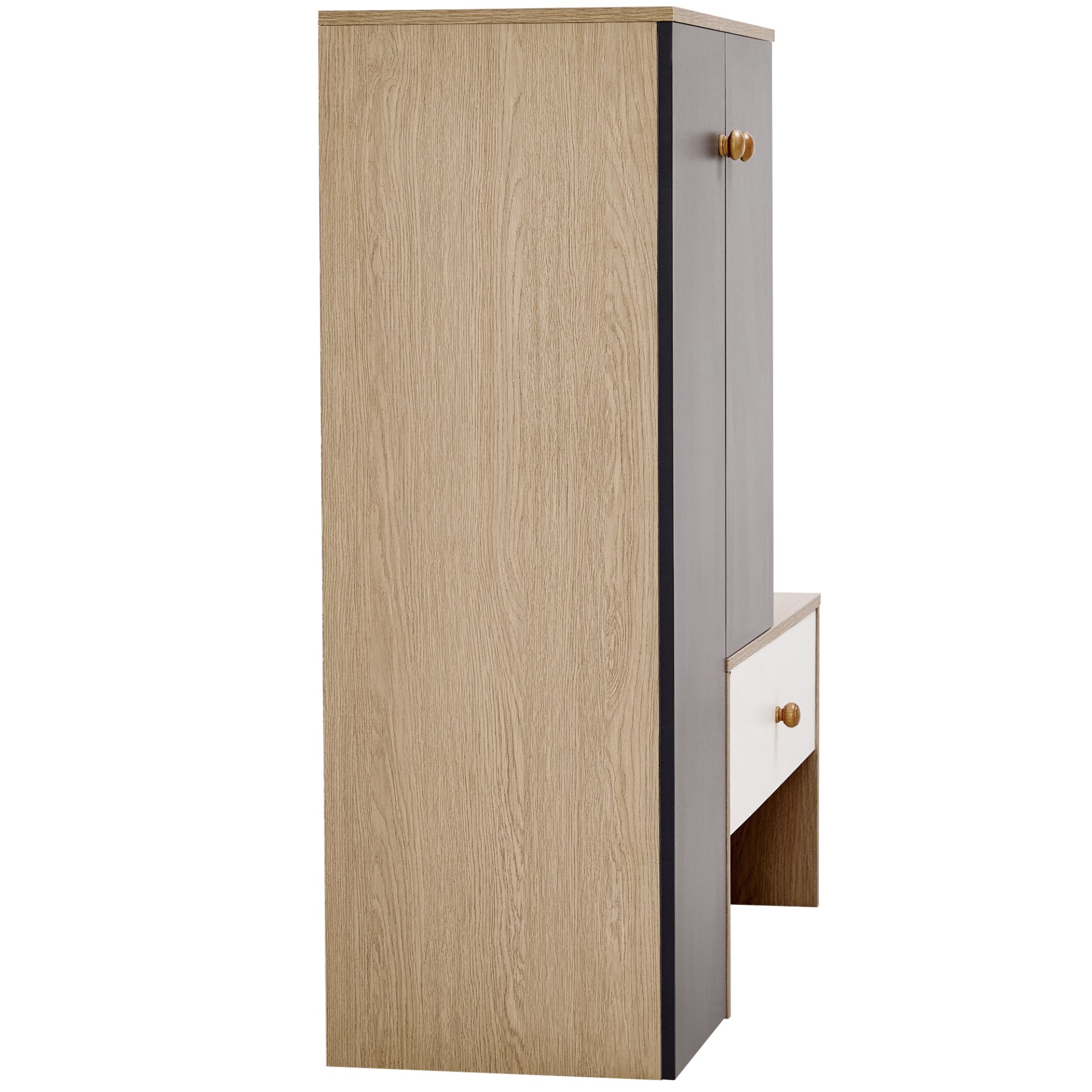 Modern Multi Functional Shoe Storage Bench & Cabinets With Adjustable Shelves - Gray / Natural Wood / White - Image 8