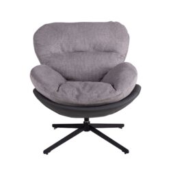 360° Swivel Office Chair, Modern Chenille Chair With And Metal Base Frame, No Wheels, Accent Chair - Gray