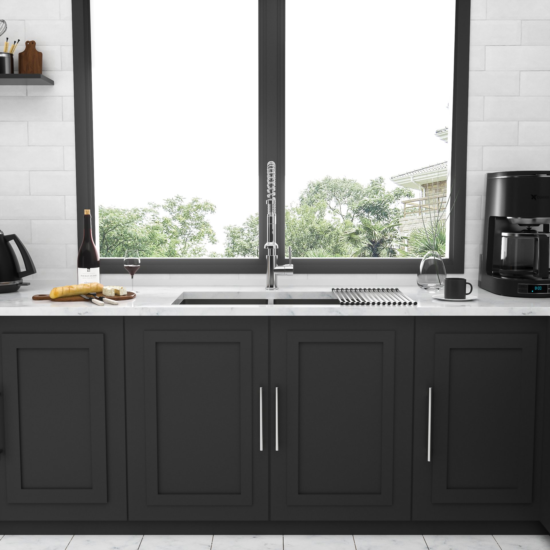 Double Bowl Undermount Kitchen Sink 16 Gauge With 2 10" Deep Basins - White - Image 5