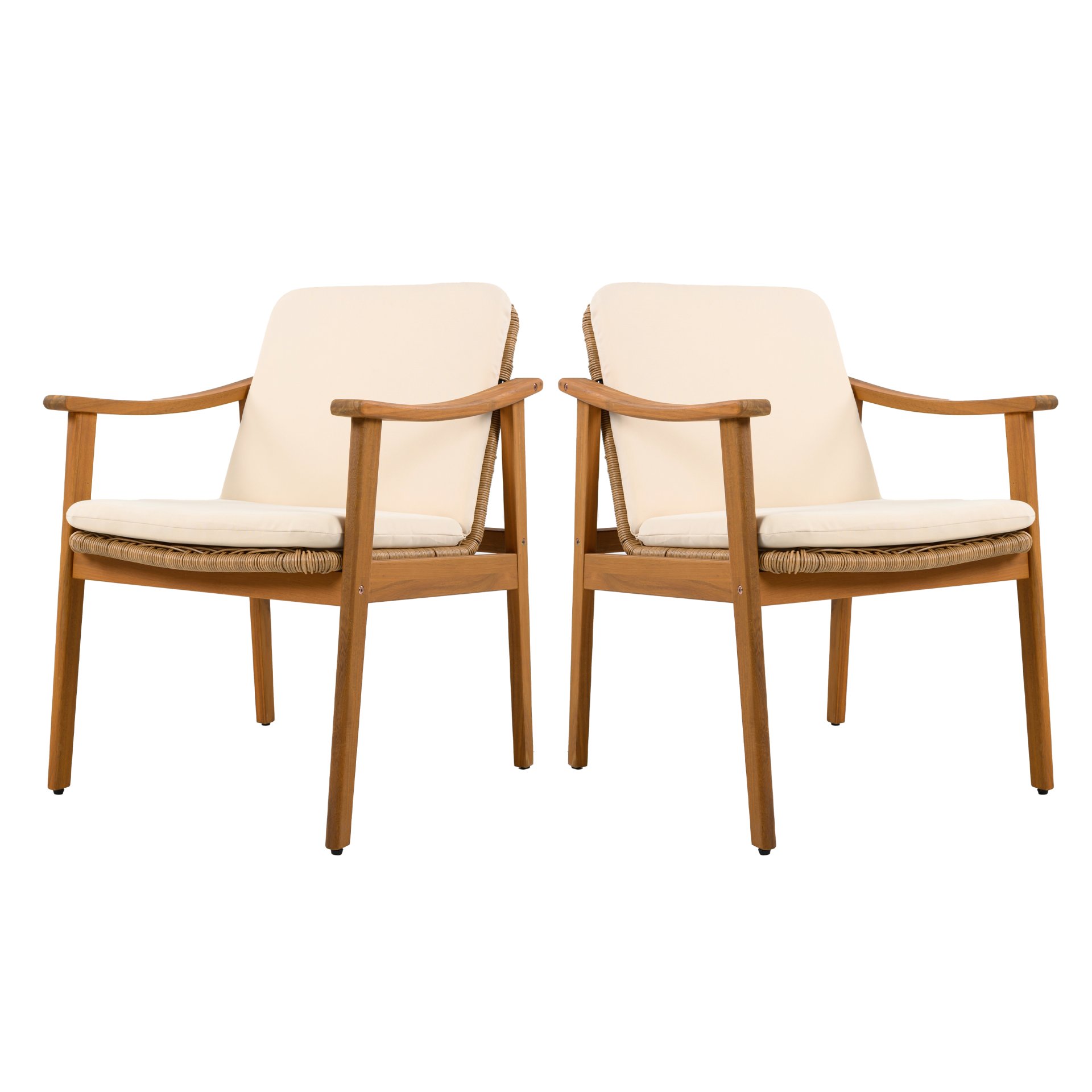 Outdoor Dining Chairs (Set of 2) - Teak / Beige - Image 5