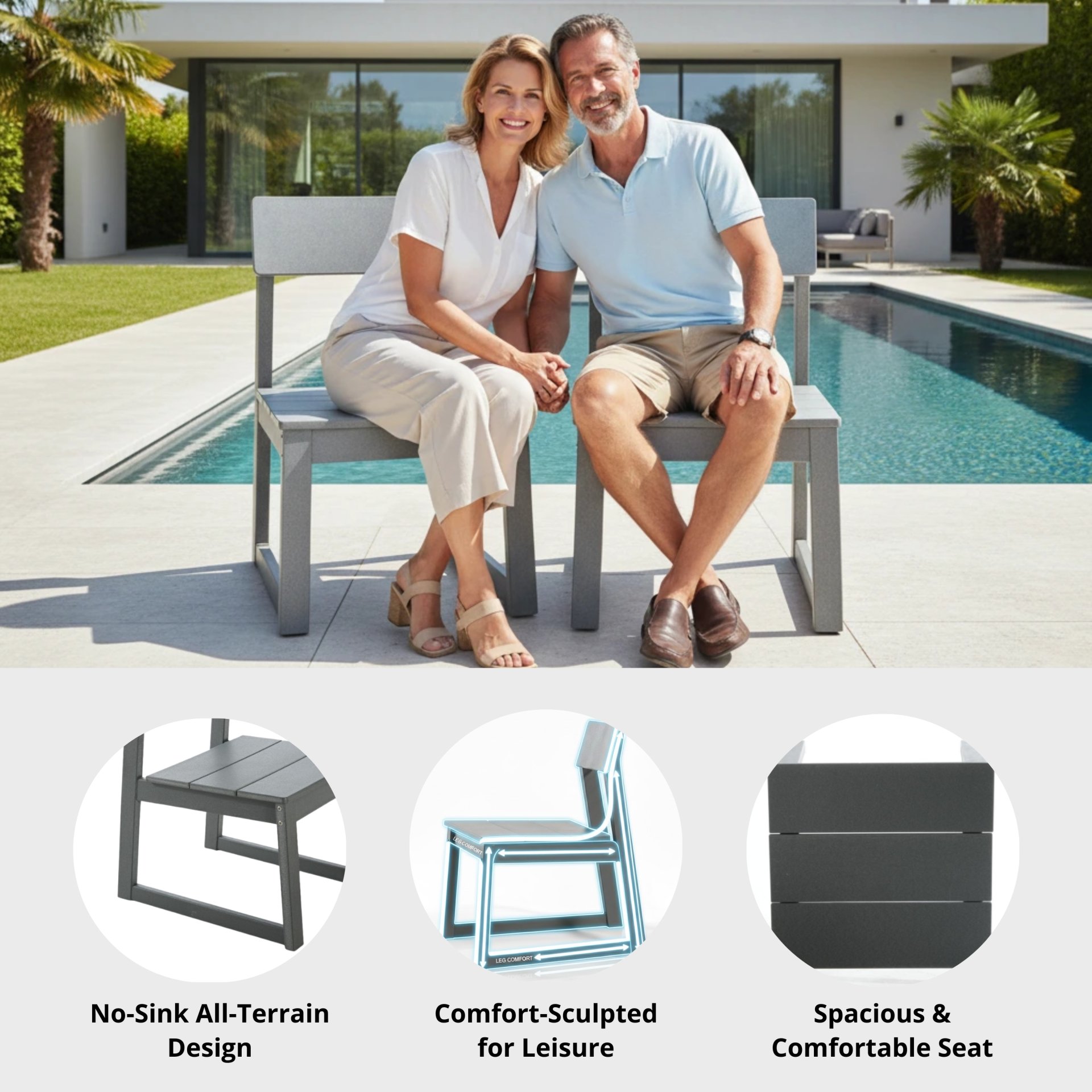 All Weather Patio Dining Chairs (Set of 2) - Gray - Image 4