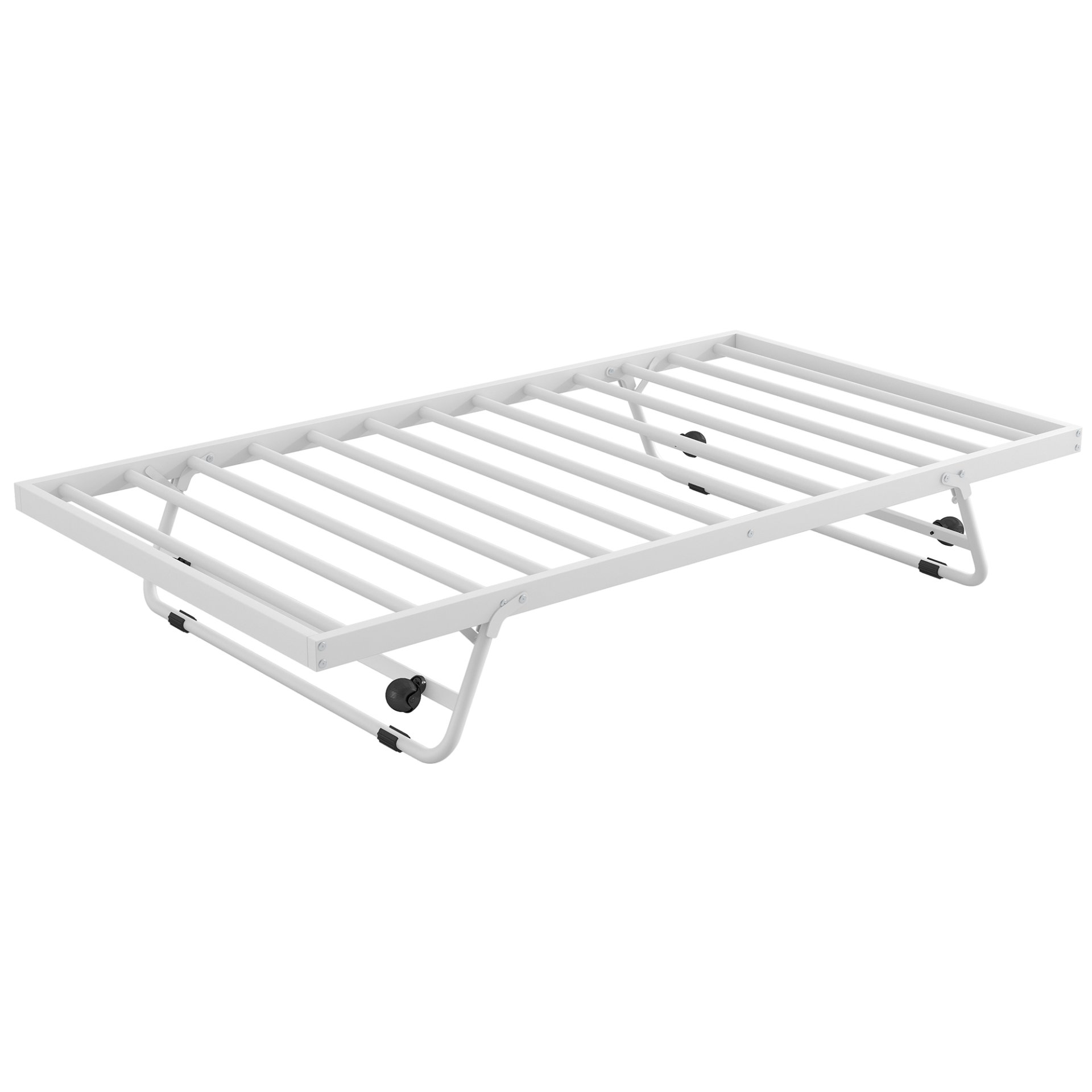Industrial Twin Daybed With LED Light And Pop Up Trundle, Adjustable Support Frame - White - Image 7