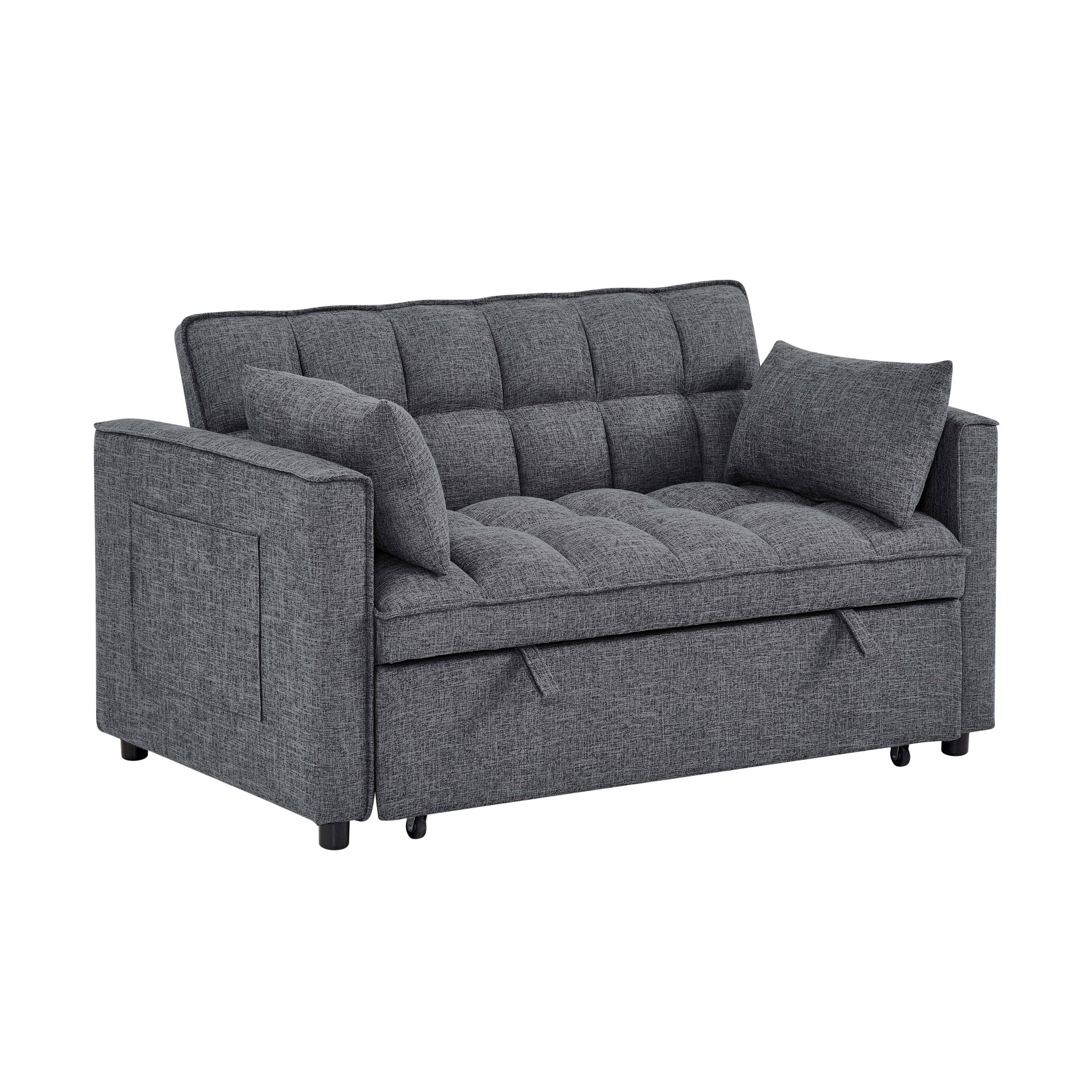 Sienna - Tufted Convertible Sleeper Sofa With Chaise - Gray - Image 4