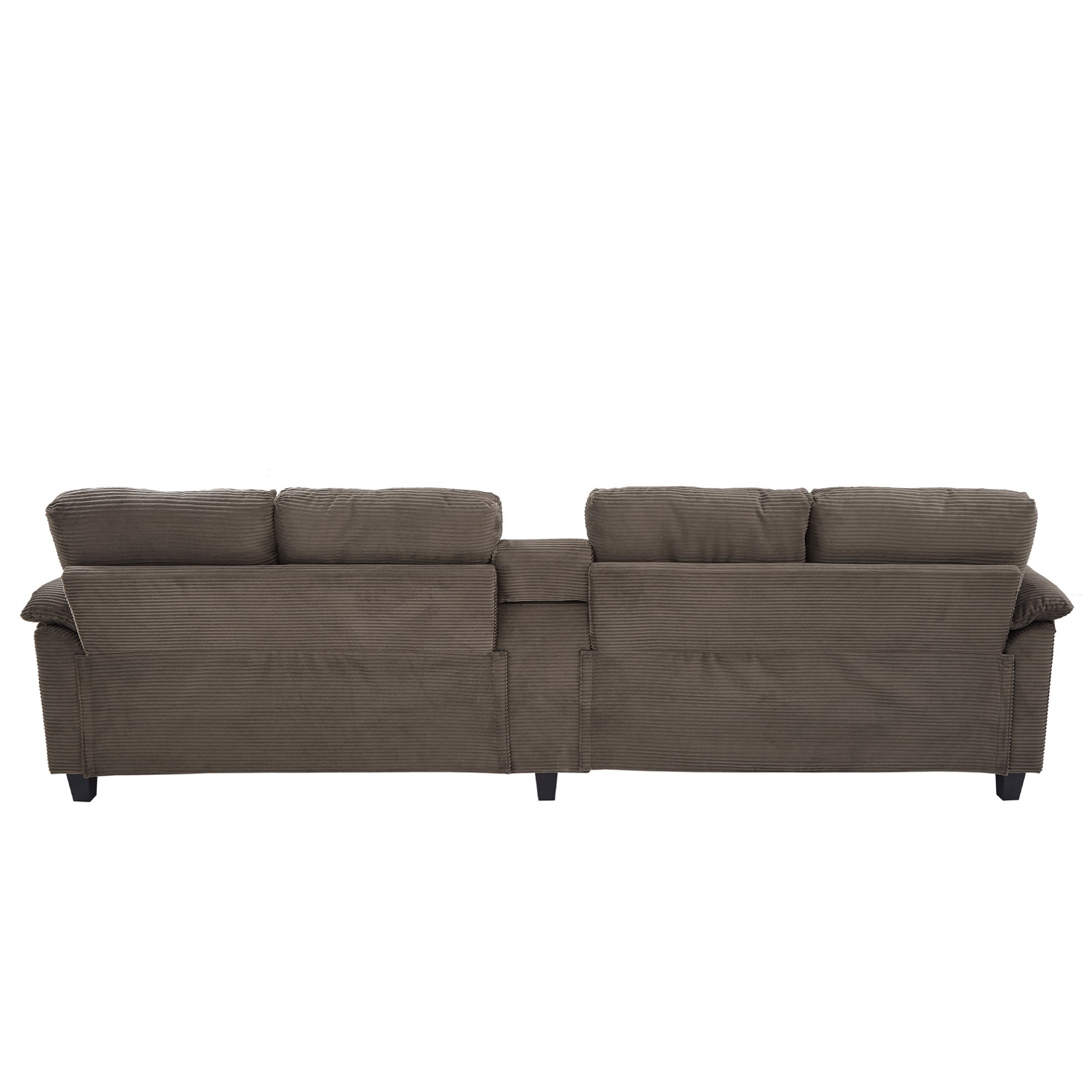 U-Shaped Sectional Sofa, Hidden Storage Ottomans, USB Ports, And Cup Holders - Brown - Image 9