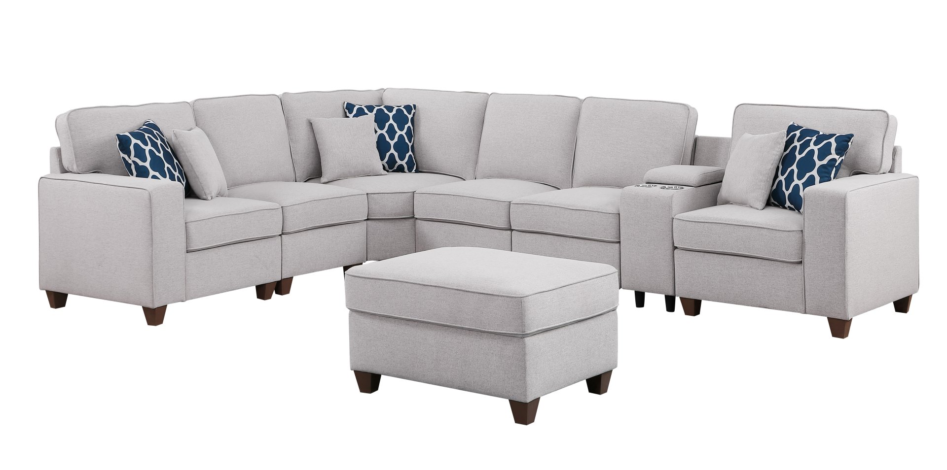 Sam - Sectional Sofa With Ottoman - Light Gray - Image 3
