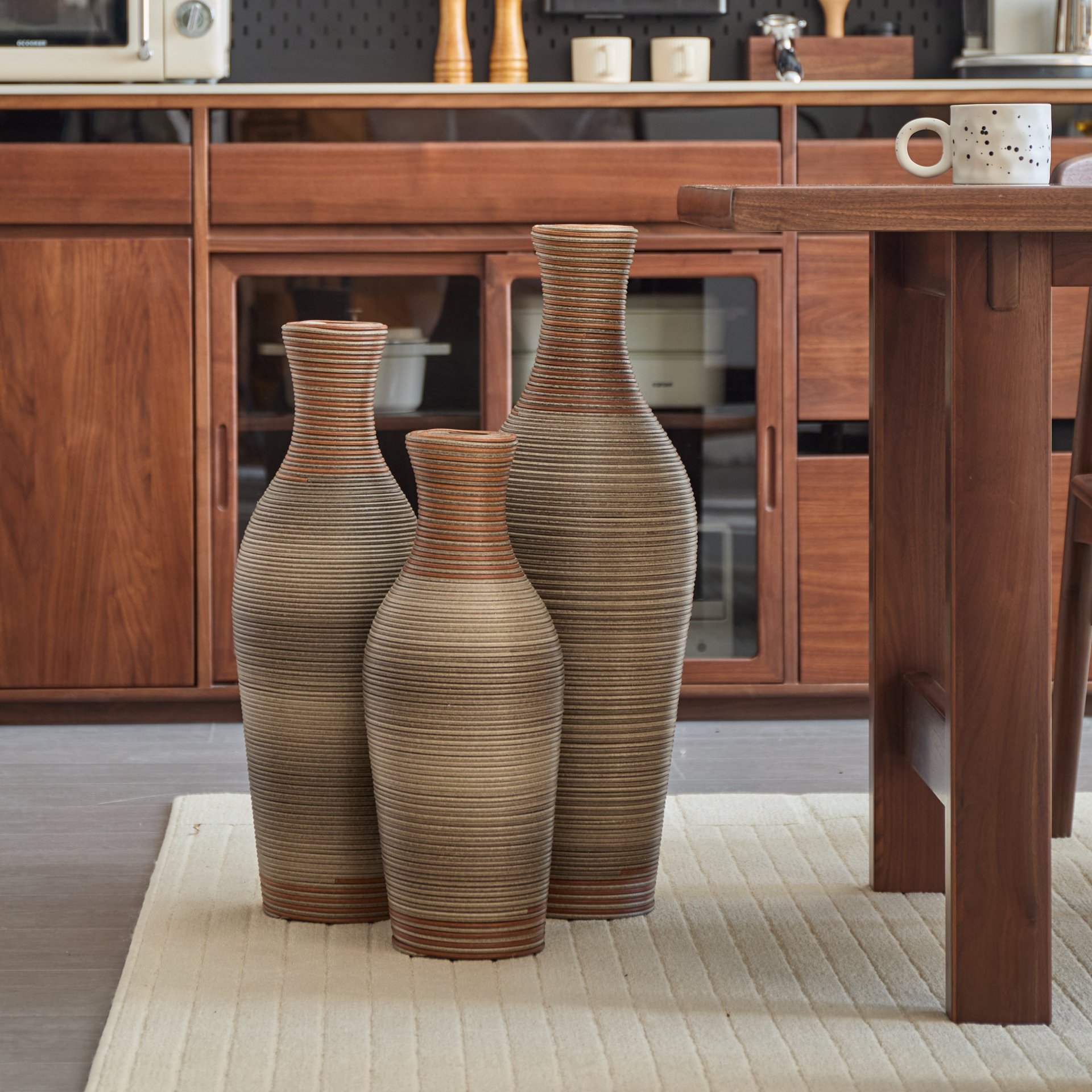 Desktop Vase, Classic And Neat Floor Vase, High Independent Flower Stand, Home Decoration Flower Stand (Set of 3) - Brown Gray - Image 10