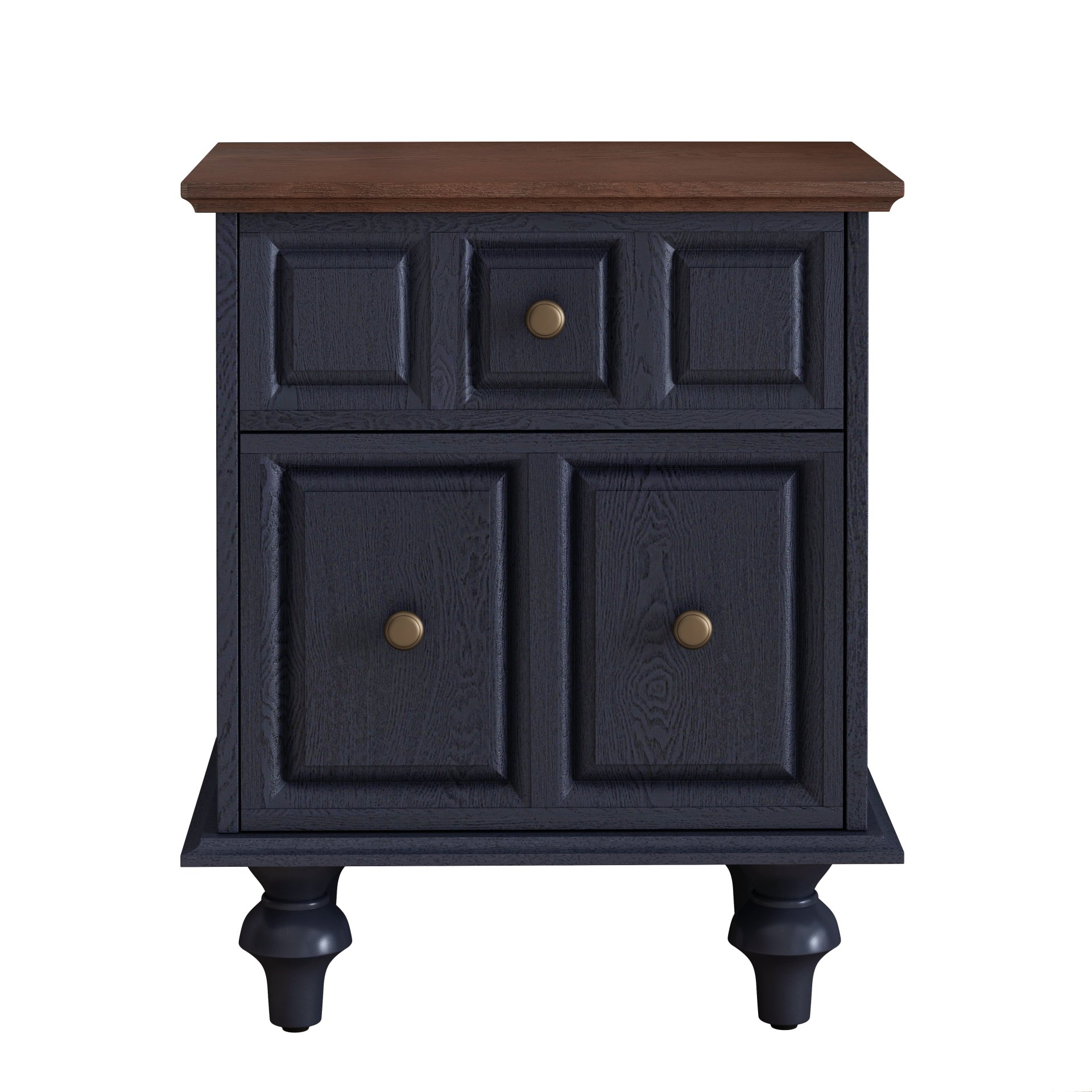 Nightstand With 2 Drawers And Roman Column Legs - Dark Blue - Image 9