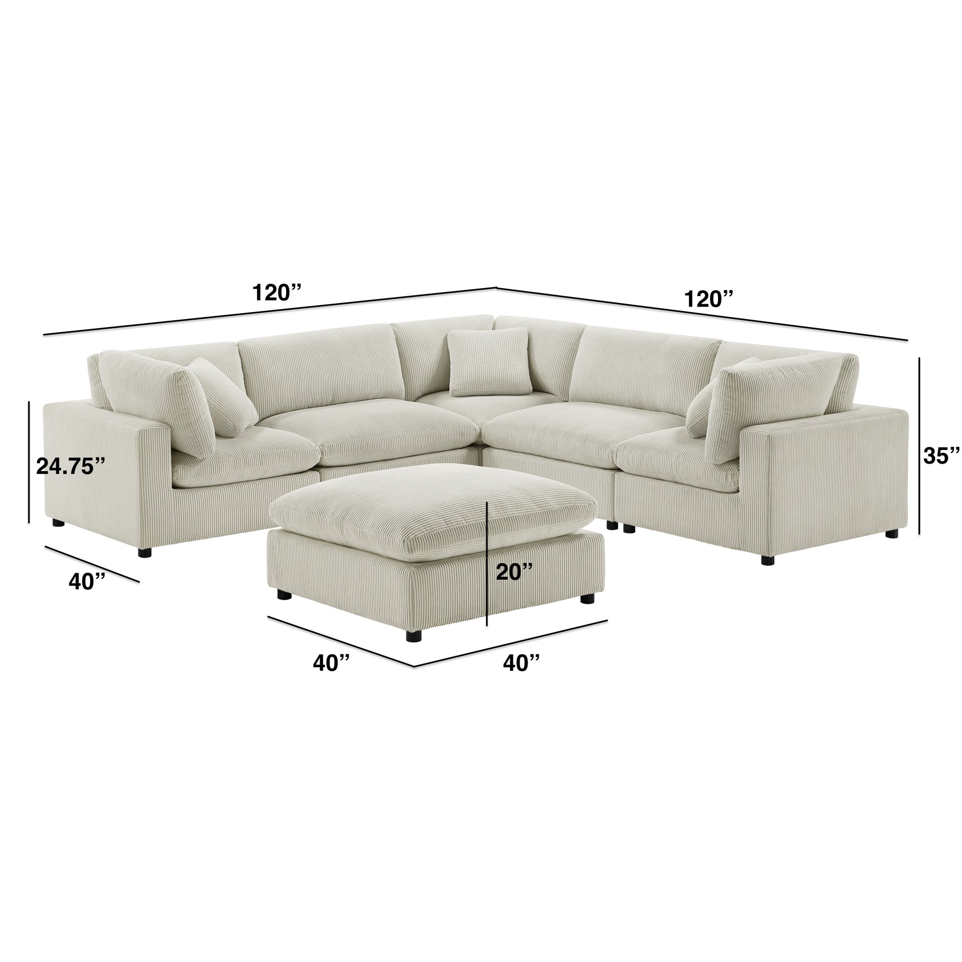 Chelsea - Modular 6 Piece Sectional - Beige - Image 3