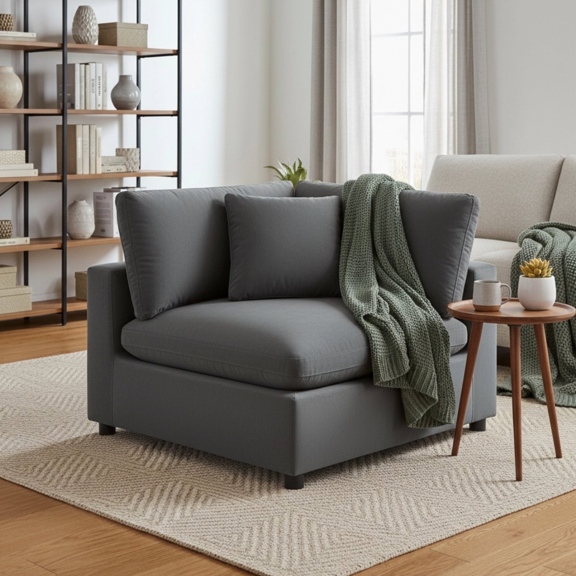 Caylie - Corner Wedge Chair - Charcoal - Image 2